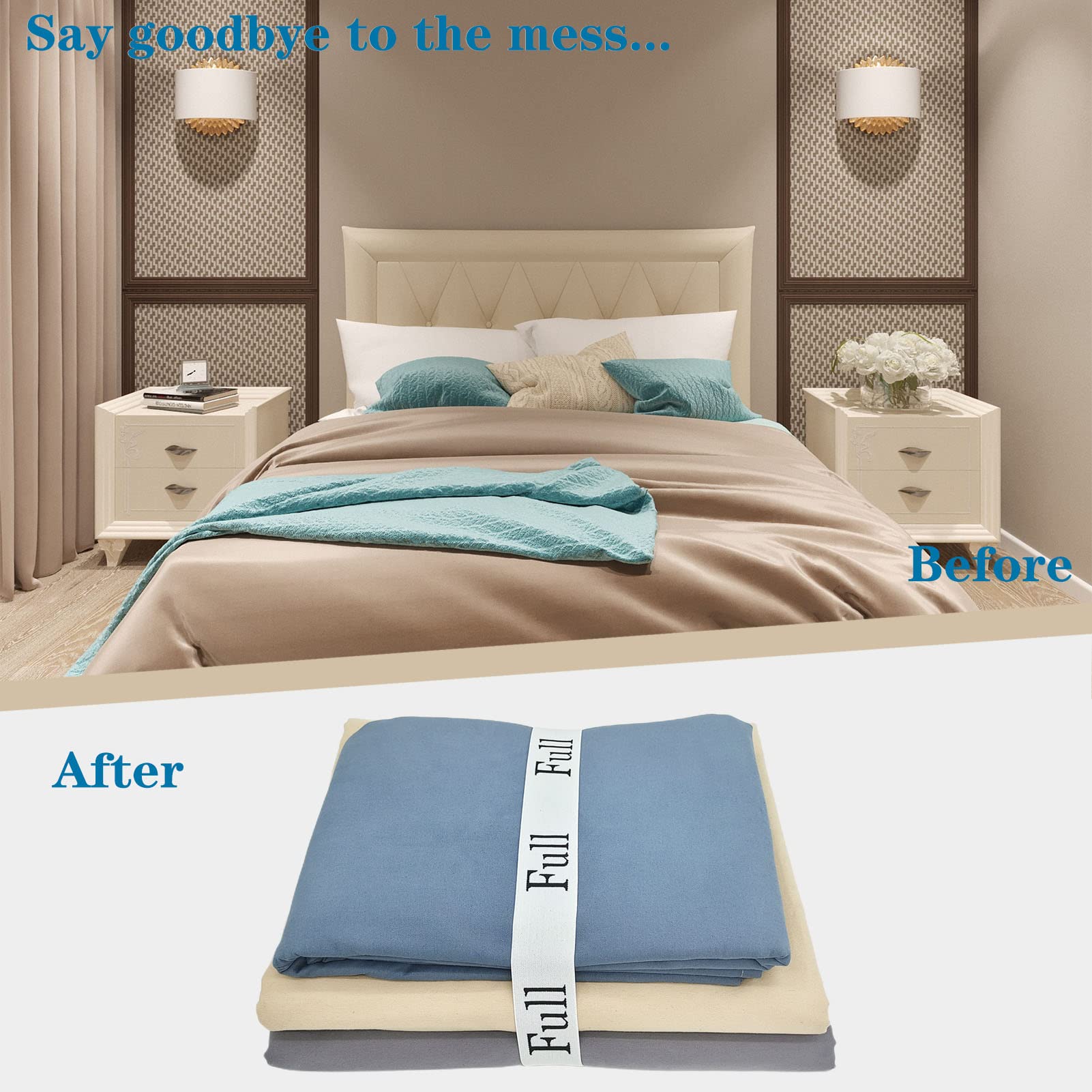 Yermivie 6 Pieces Bed Sheet Organizer Bands, Sheet Organizers And Storage Label Bands, Sheet Label For Bedding, Sheets Organizer