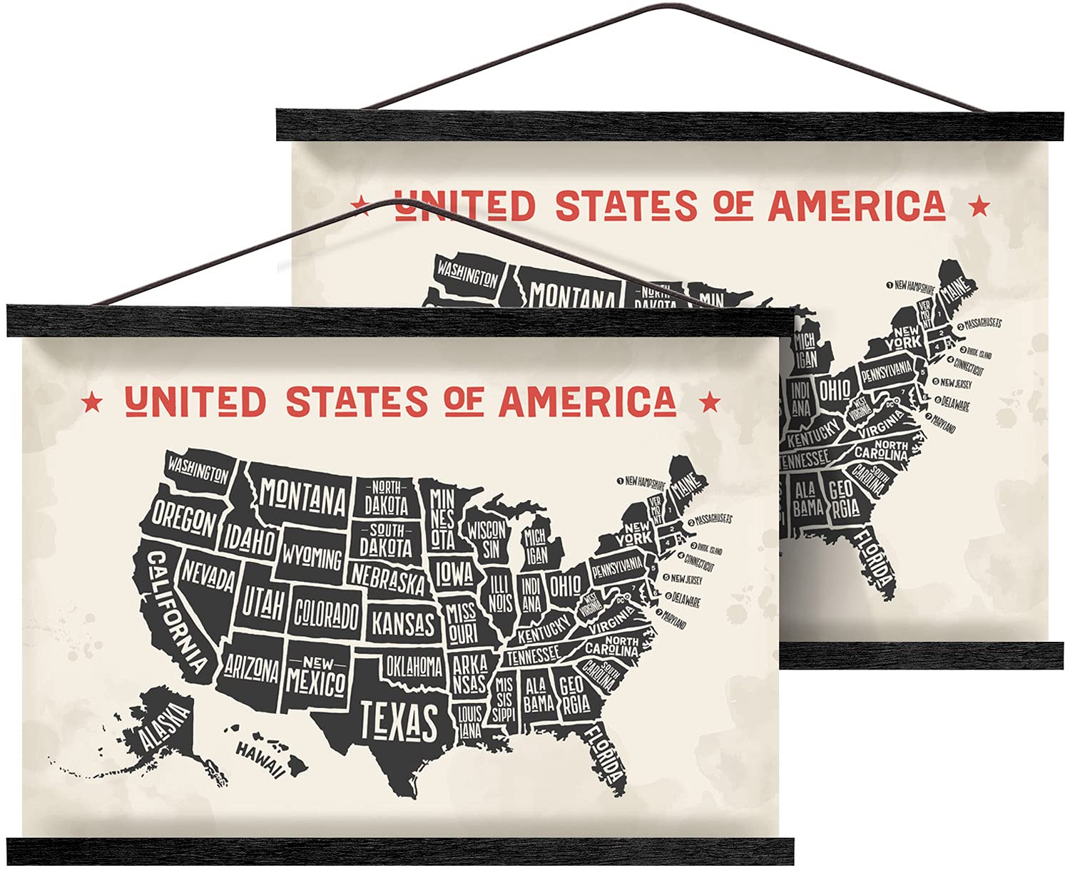 Magnetic Poster Hanger Wooden Poster Hangers, 22 Inch, Extra Strong Magnets, Quick Assembly And Easy Use, Wood Poster Hanger For