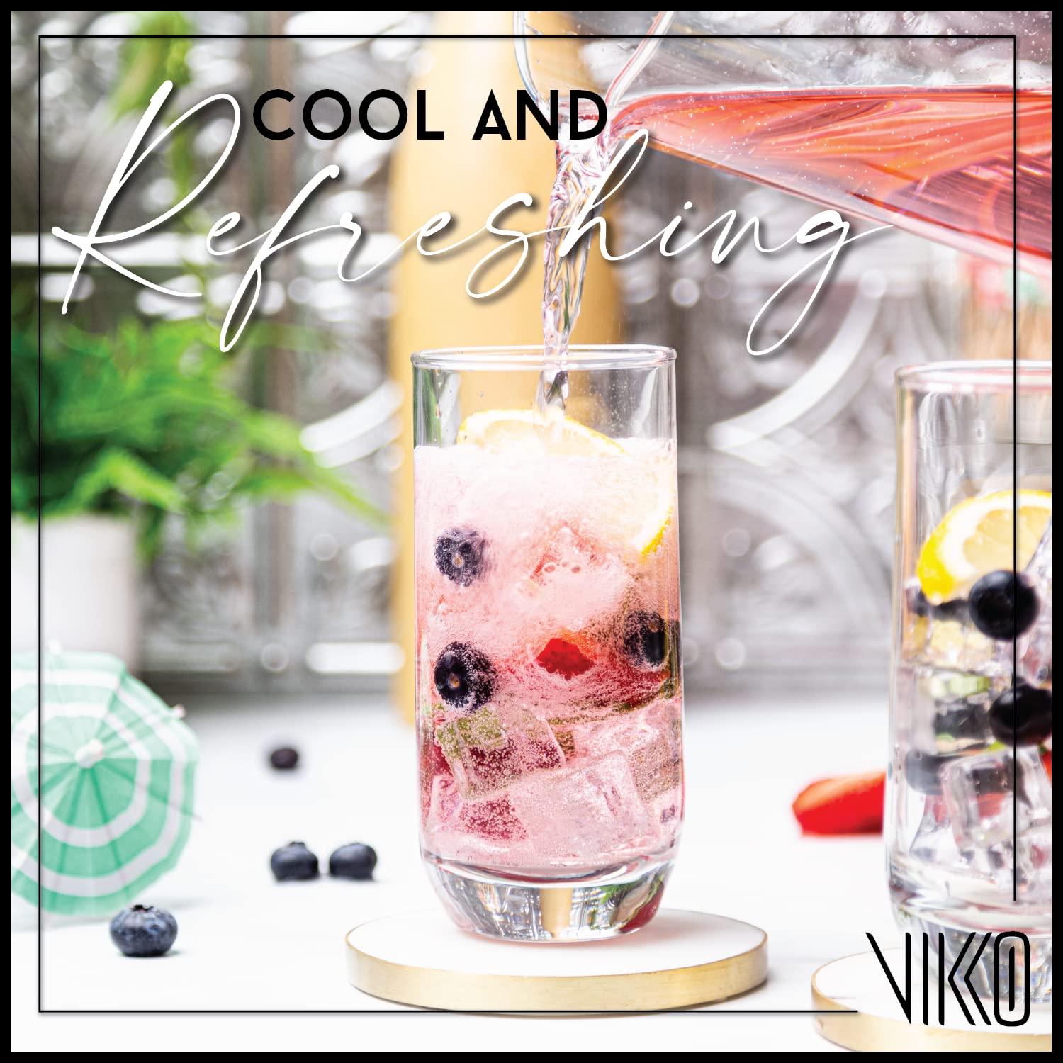 Vikko Drinking Glasses, 12 Oz Drinking Glasses Set of 12, Crystal Clear Glass Cups for Water or Juice, Highball Glass Tumbler &