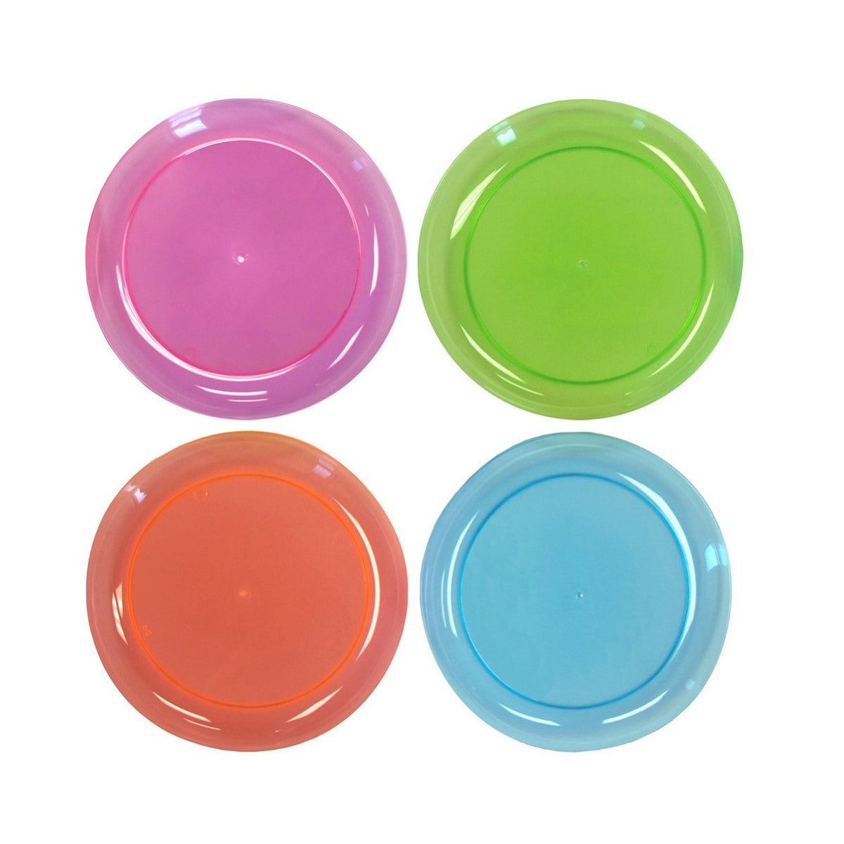 Party Essentials Hard Plastic 7.5-Inch Round Party/Salad Plates, Assorted Neon, 40 Count