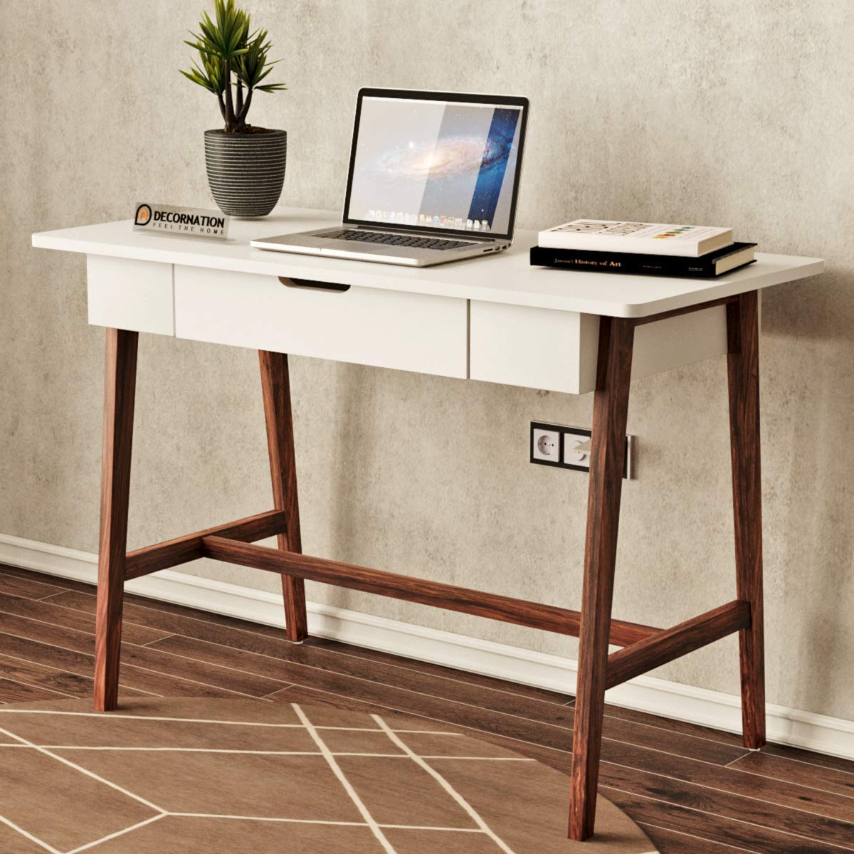 DecorNation Well Finished Study Table Desk, Reading Table, Wood Table, Writing Desk for Home and Office Made of MDF Solid Wood (