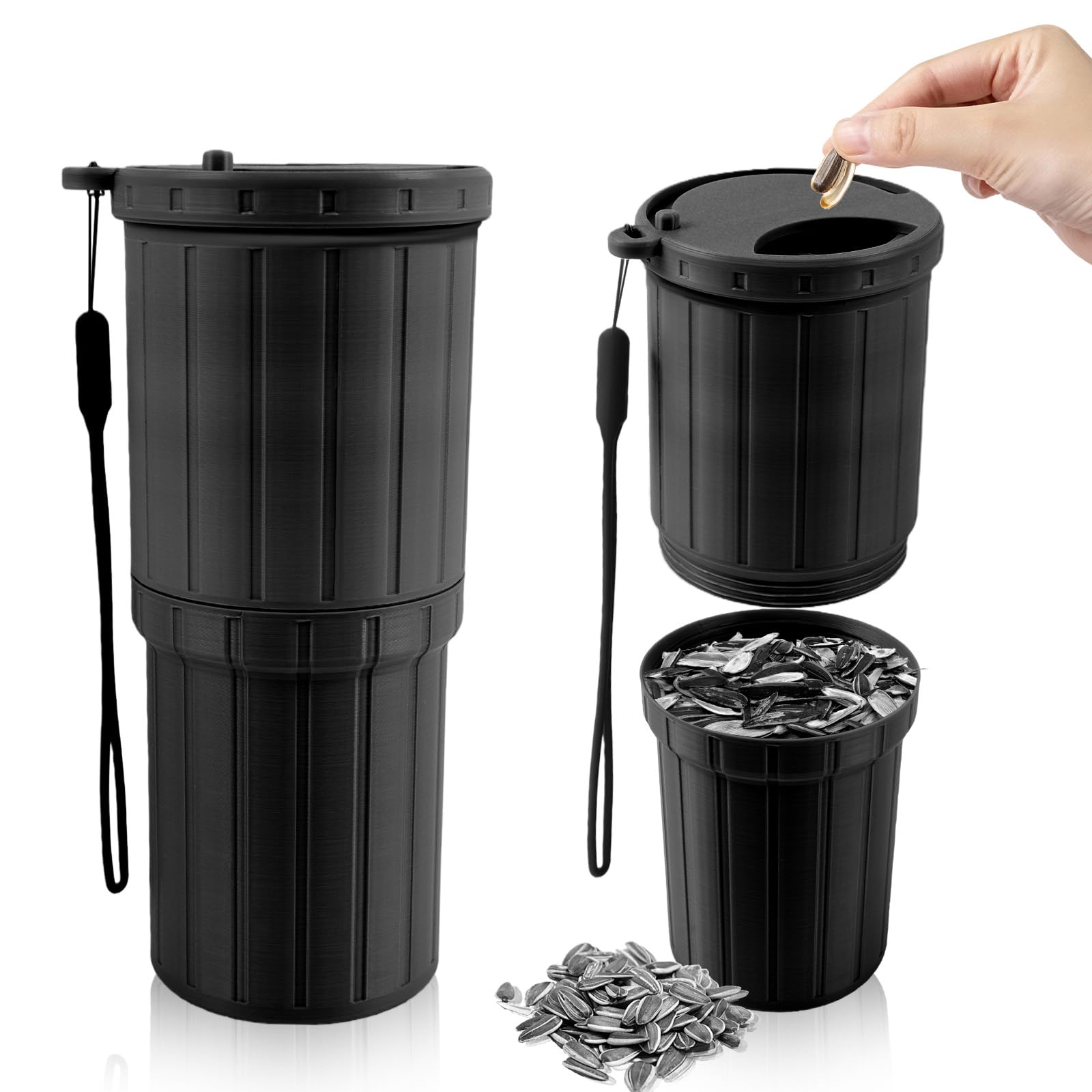 Fuwkeo 3D Printed Portable Sunflower Seed Spit Cup, with Seed Organizer & Shell Storage, Snack Nuts Serving Bowl for Outdoor Car