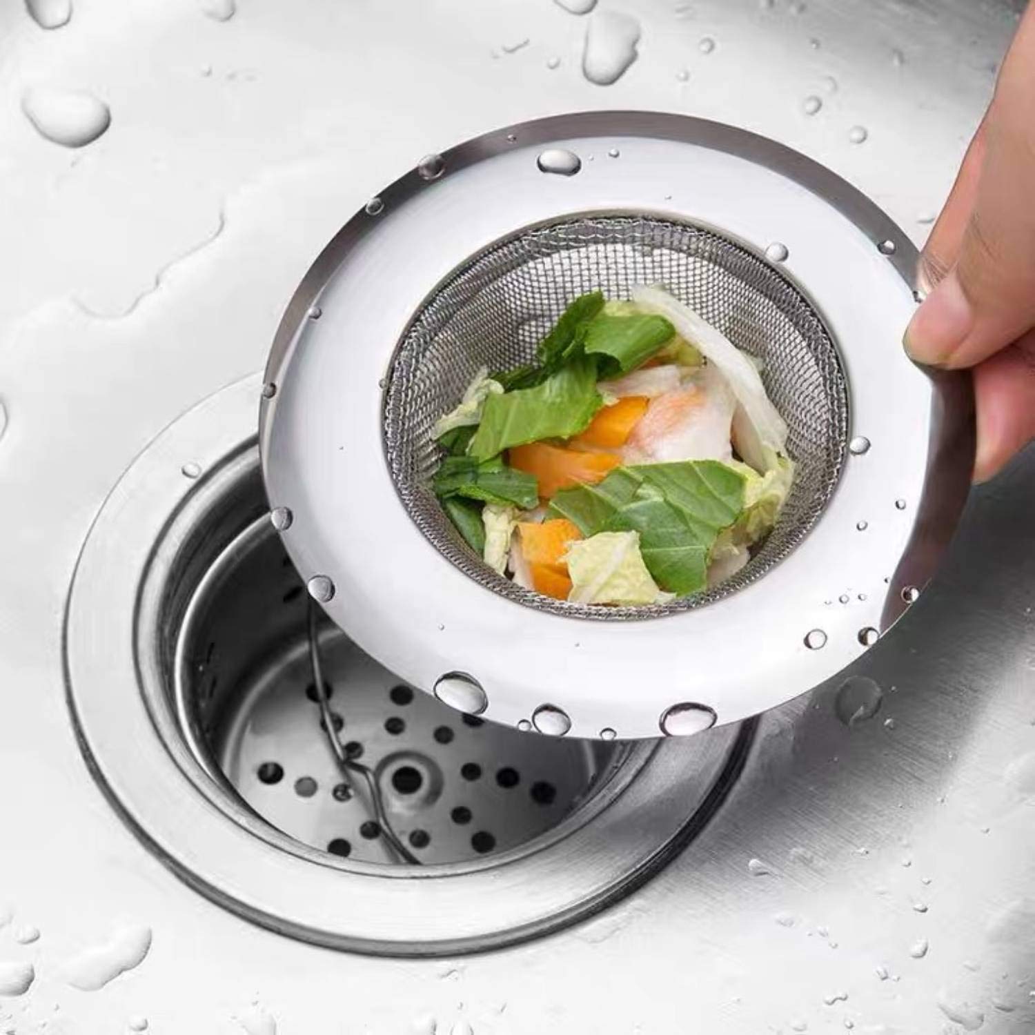 2 Pack 4.5'' Kitchen Sink Drain Strainers  Stainless Steel Drain Cover with Anti Clogging Mesh  Thicken Edge