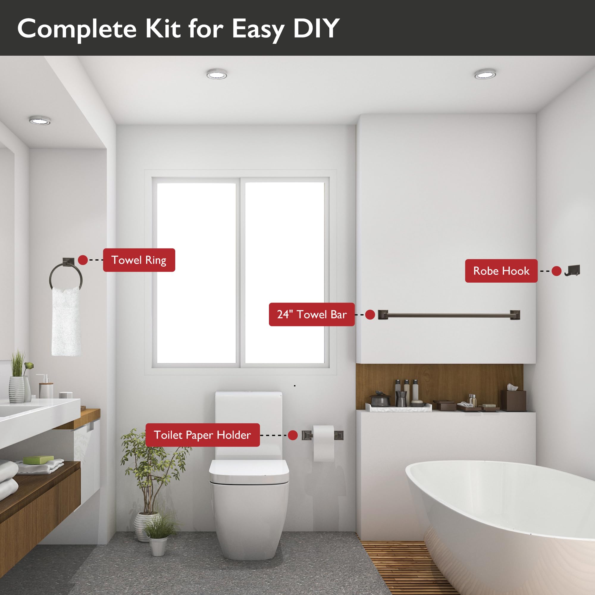 Design House 560854 Millbridge 4-Piece Bathroom Accessory Kit  Oil-Rubbed Bronze