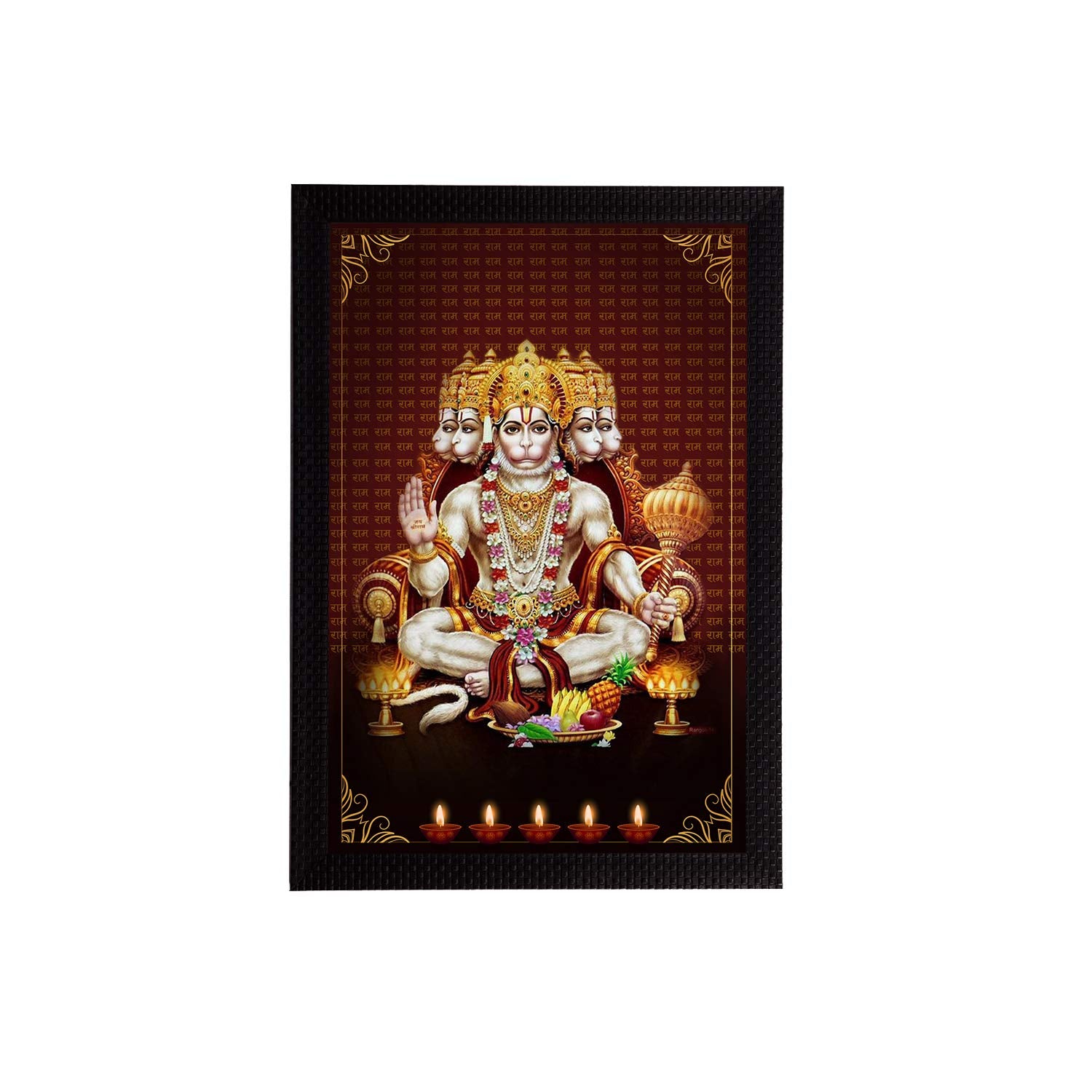 eCraftIndia Panch Mukhi Lord Hanuman Satin Matt Texture UV Art Painting