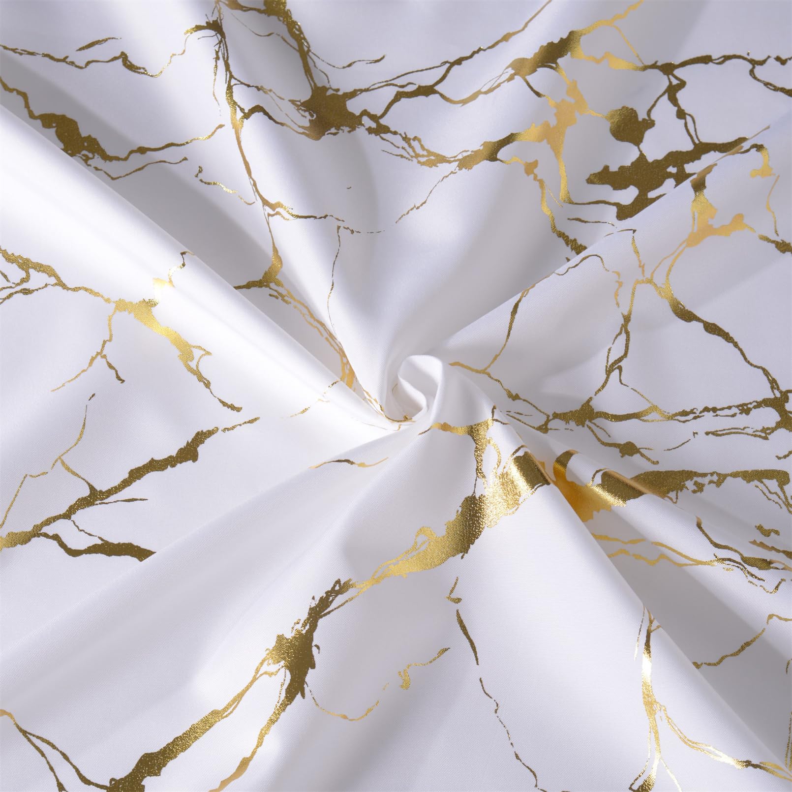 Hyawge White And Gold Marble Shower Curtains For Bathroom,Glitter Shower Curtain With Hooks,Unique Foil Gold Printed,Water Proof