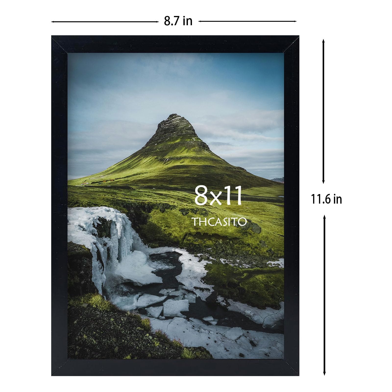 THCASITO Picture Frames 8x11 Black Photo Frames without Mat for Wall and Tabletop Decor, Set of 2