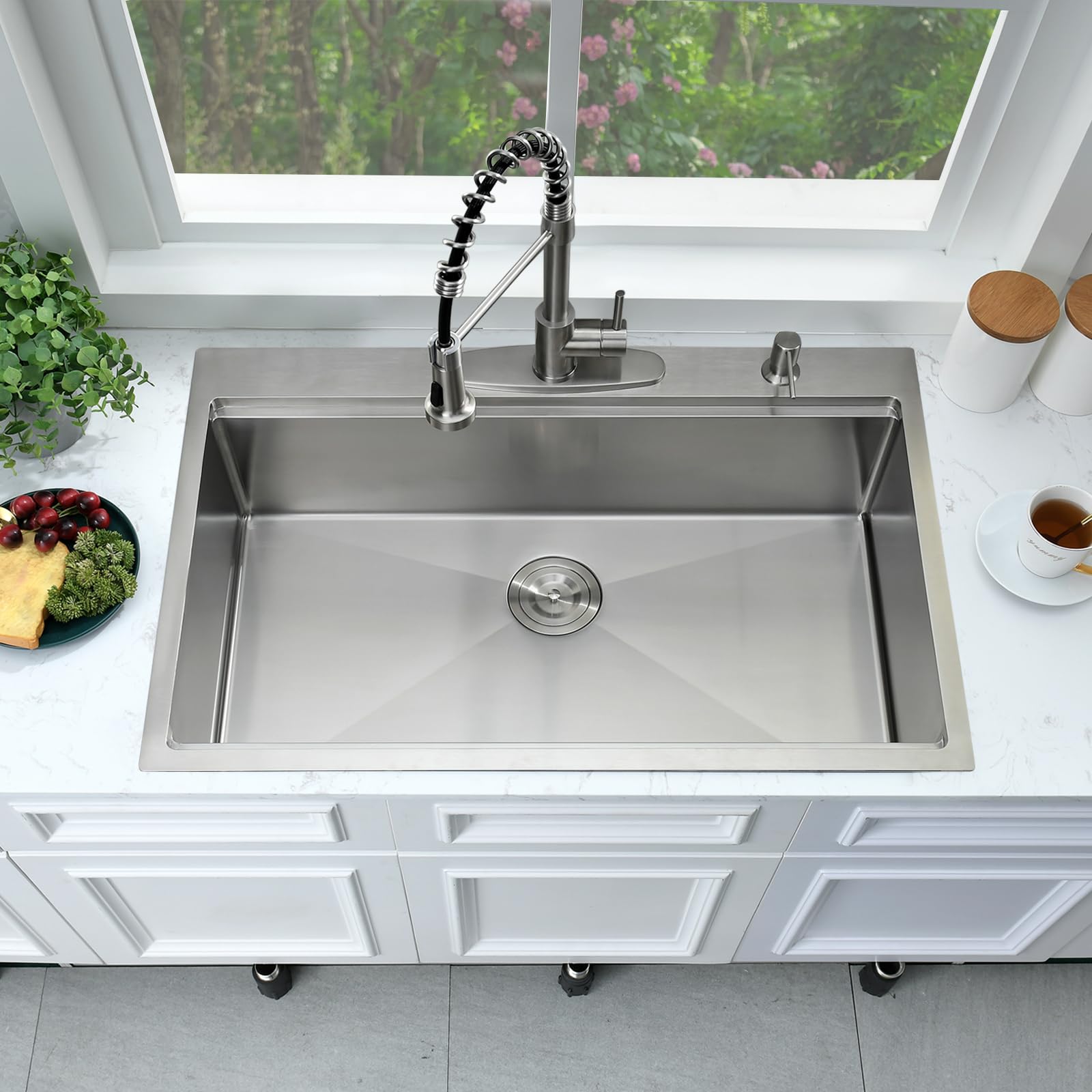 33 In Drop In Kitchen Sink Workstation-Bokaiya Kitchen Sink 33x22 Drop In Workstation Sink Topmount 16 Gauge Single Bowl Stainless Steel Kitchen Sink with Cutting Board