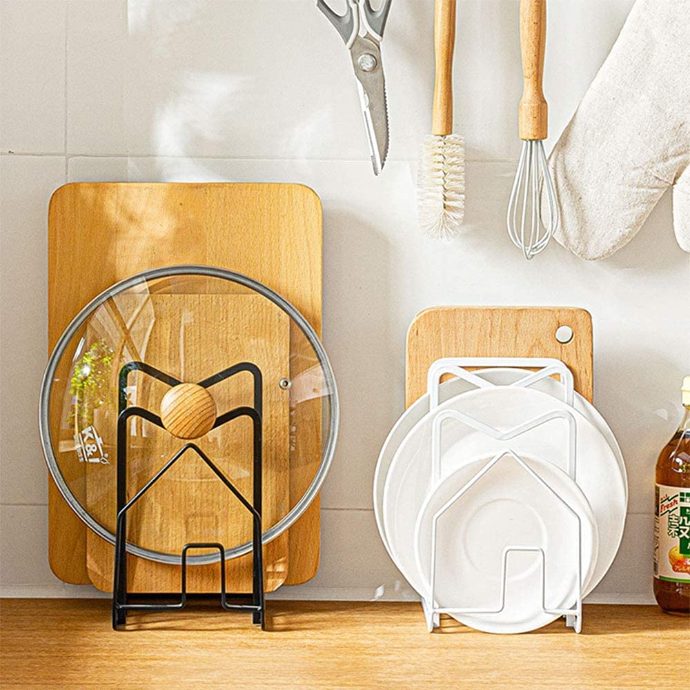 Sunficon Cutting Board Rack Chopping Board Organizer Stand Holder Kitchen Countertop Pots Pan Lids Rack Organizer Flat Steel 4.9