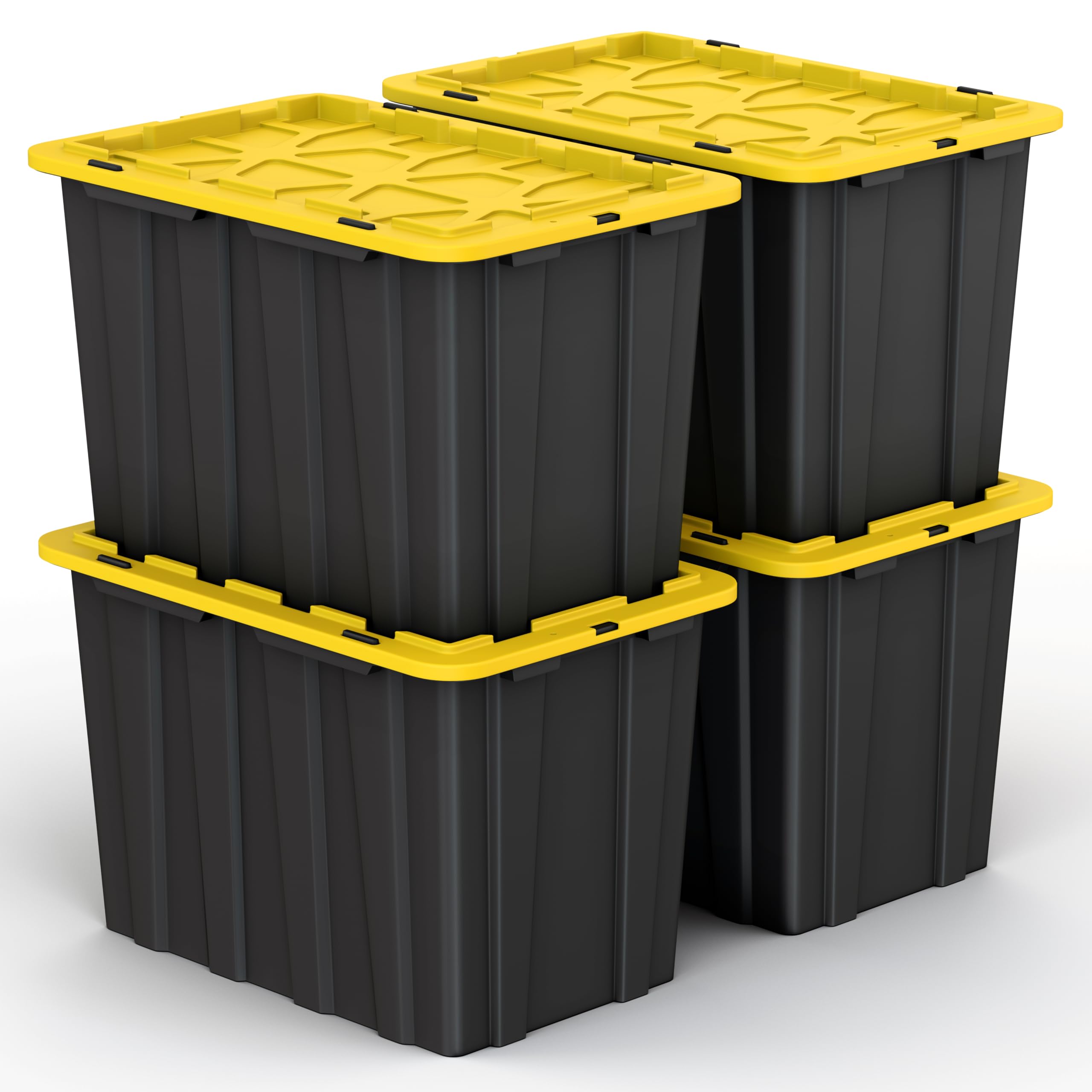 Lifetime Appliance (4 Pack) 23 Gallon Plastic Storage Bin Tote Organizing Container With Ultra Durable Secure Latching Lids, Sta