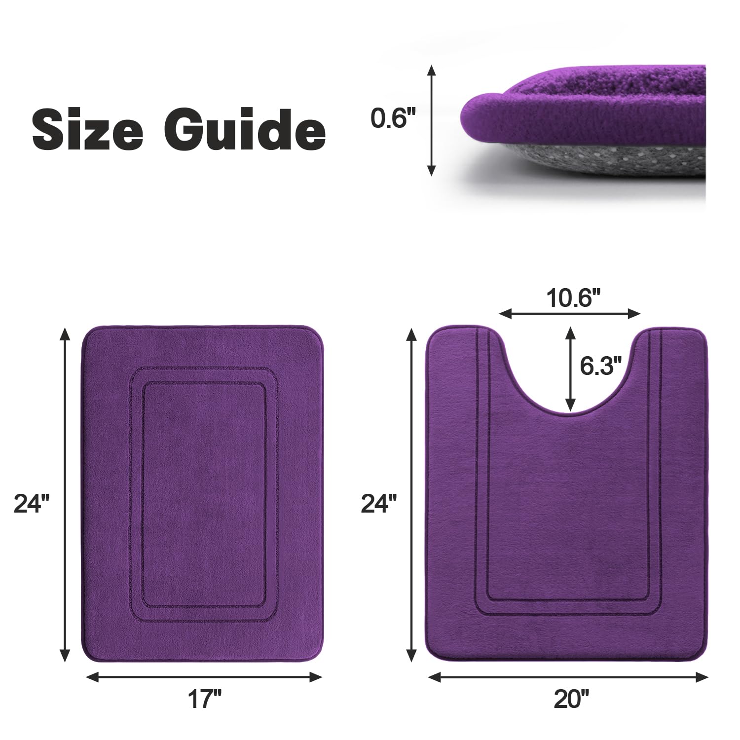 Yihouse Memory Foam Bath Mat Set, Bathroom Rugs Sets 2 Pieces, Non Slip Bath Mats For Bathroom, Super Soft And Water Absorbent B