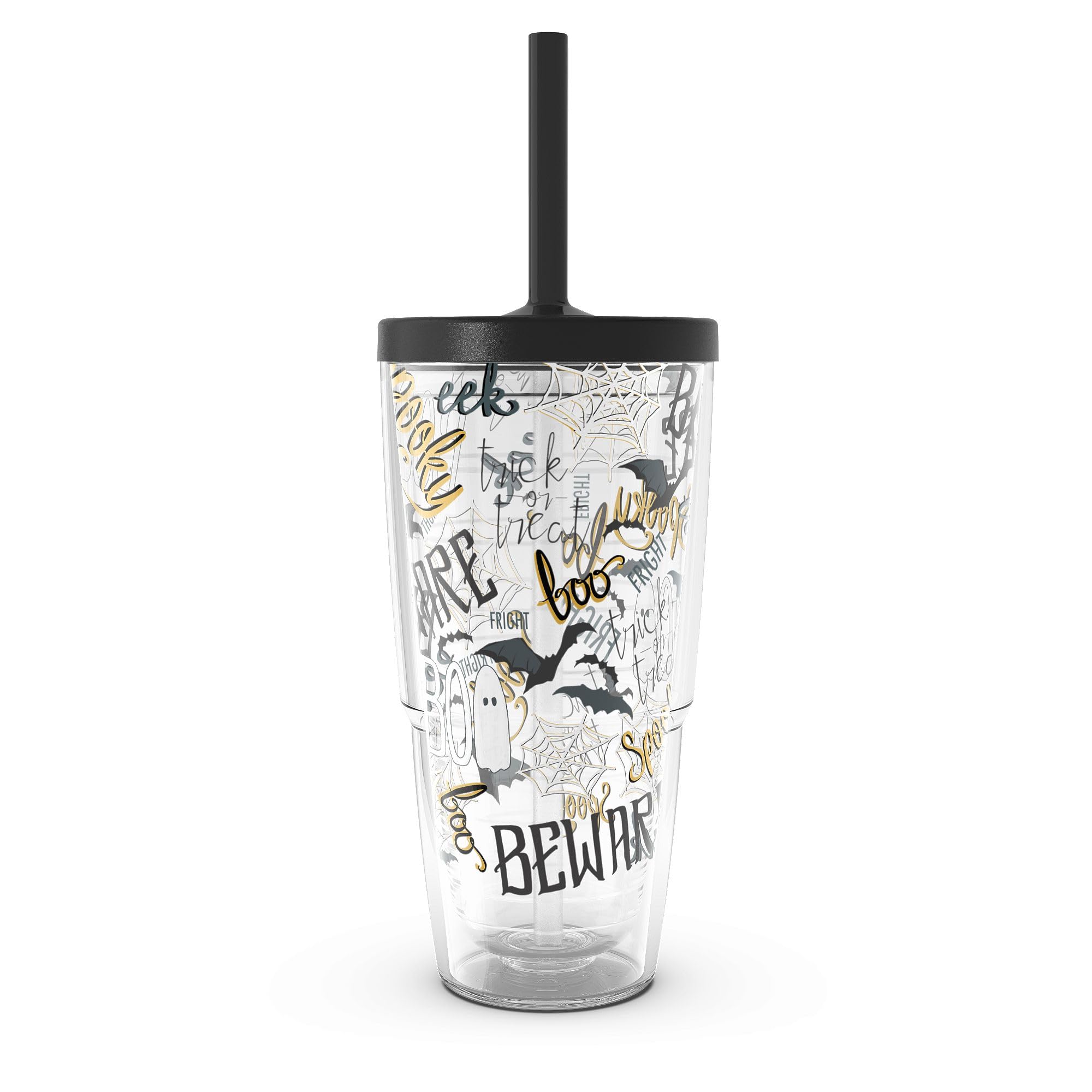 Tervis Halloween Beware Made in USA Double Walled Insulated Tumbler Travel Cup Keeps Drinks Cold & Hot, 24oz with Straw Lid, Cla