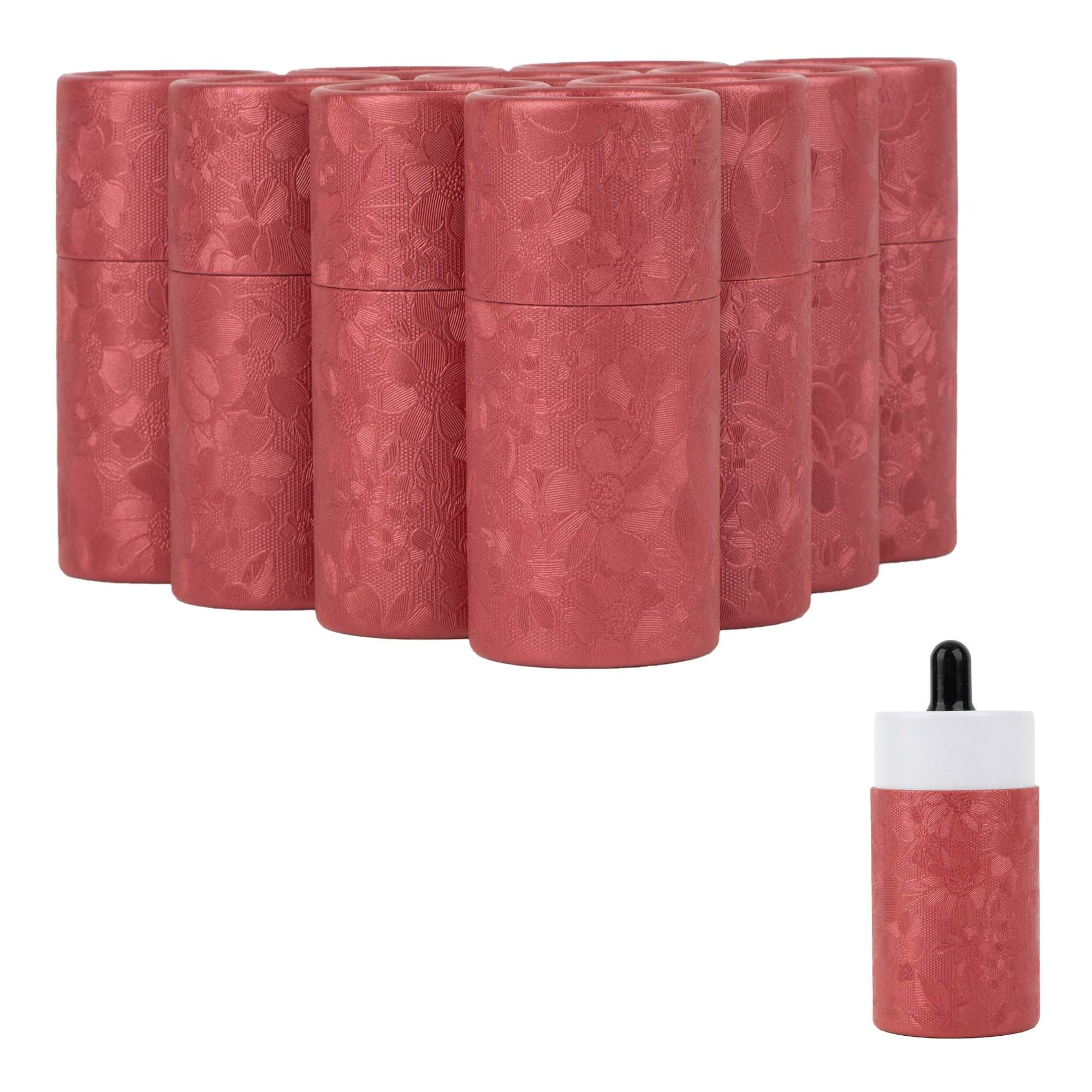 SHIDOW Round Kraft Paper Tube 30ml Oil Bottle Storage Red 10Pack