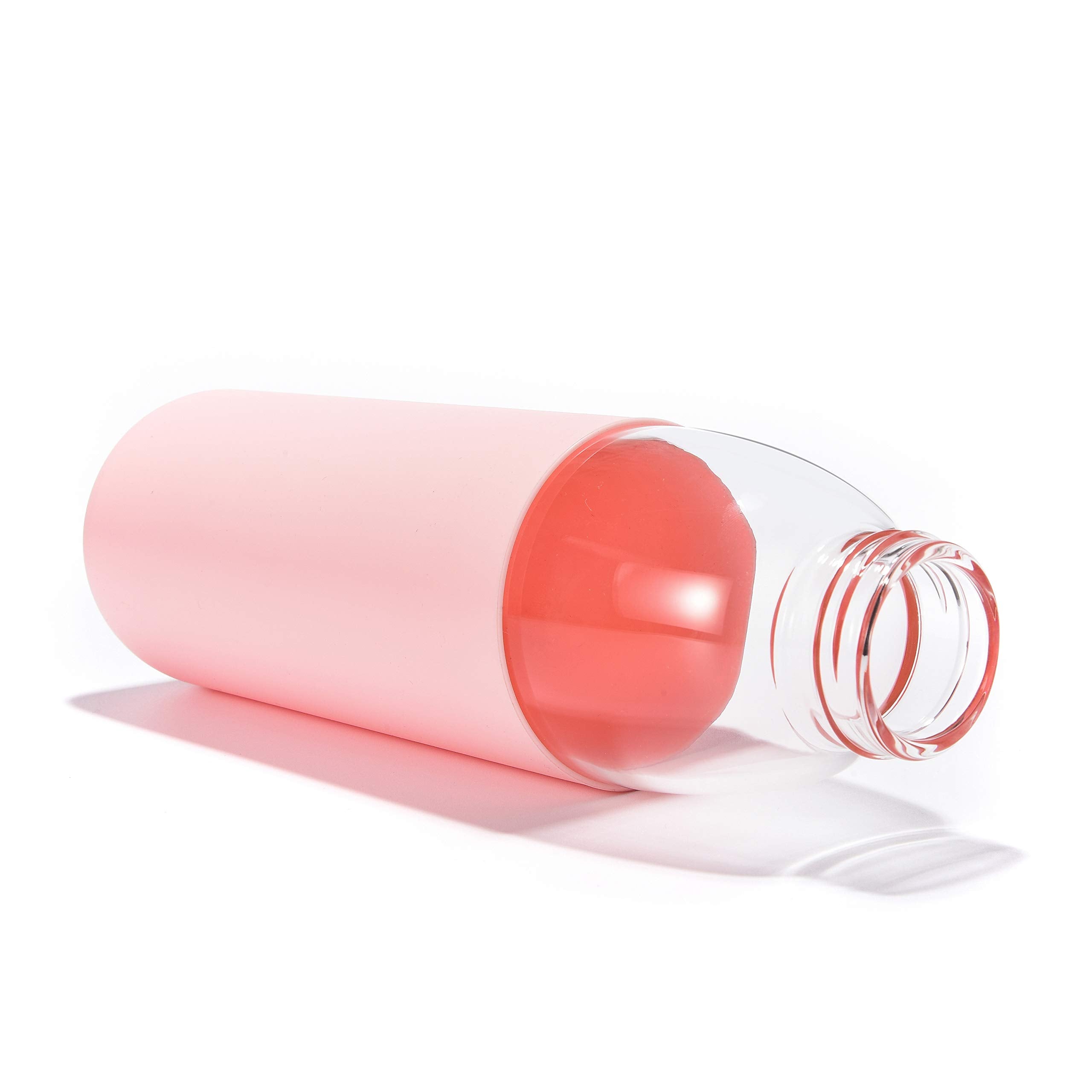 Veegoal Glass Water Bottles 18 Oz Borosilicate With Bamboo Lid, Bpa-Free, Non-Slip Silicone Sleeve, And Stainless Steel Leak Pro