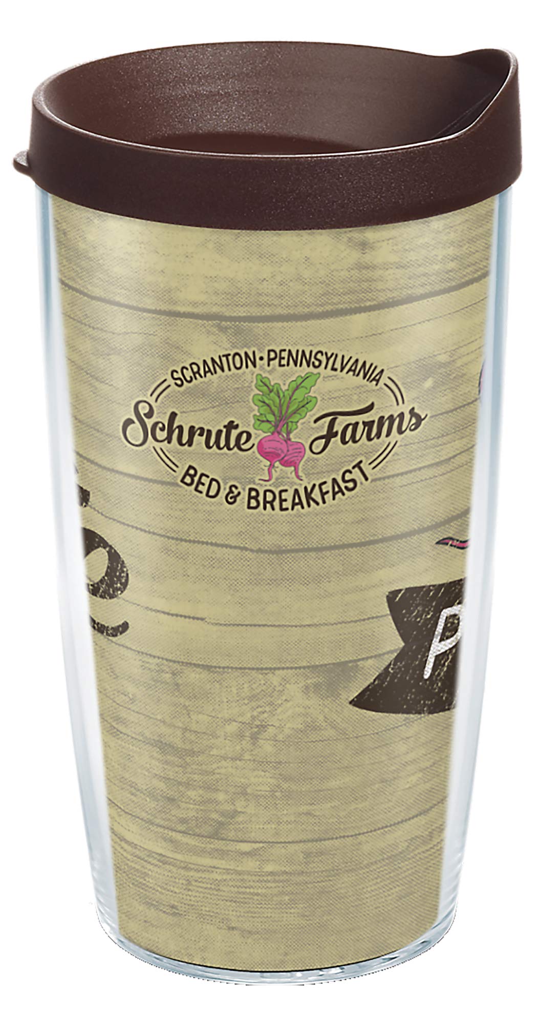 Tervis The Office Schrute Farms Made in USA Double Walled Insulated Tumbler Travel Cup Keeps Drinks Cold & Hot, 16oz, Classic