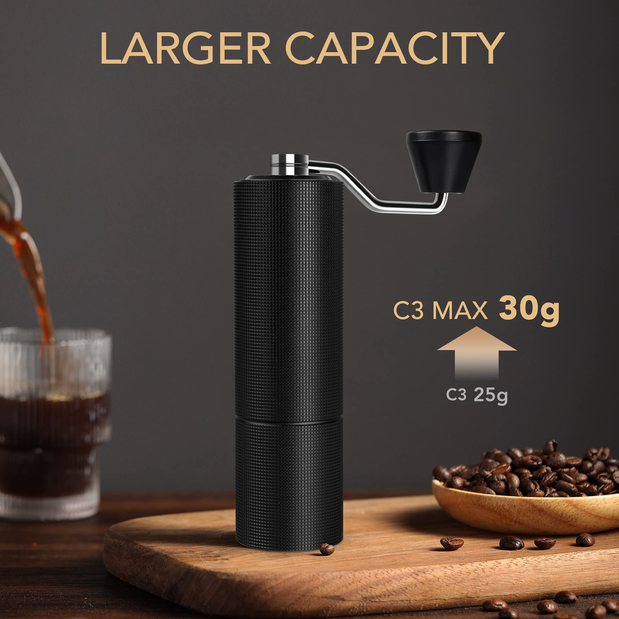 Timemore Manual Coffee Grinder, Stainless Steel Conical Burr Coffee Grinder Manual, Capacity 30G Hand Coffee Grinder With Adjust