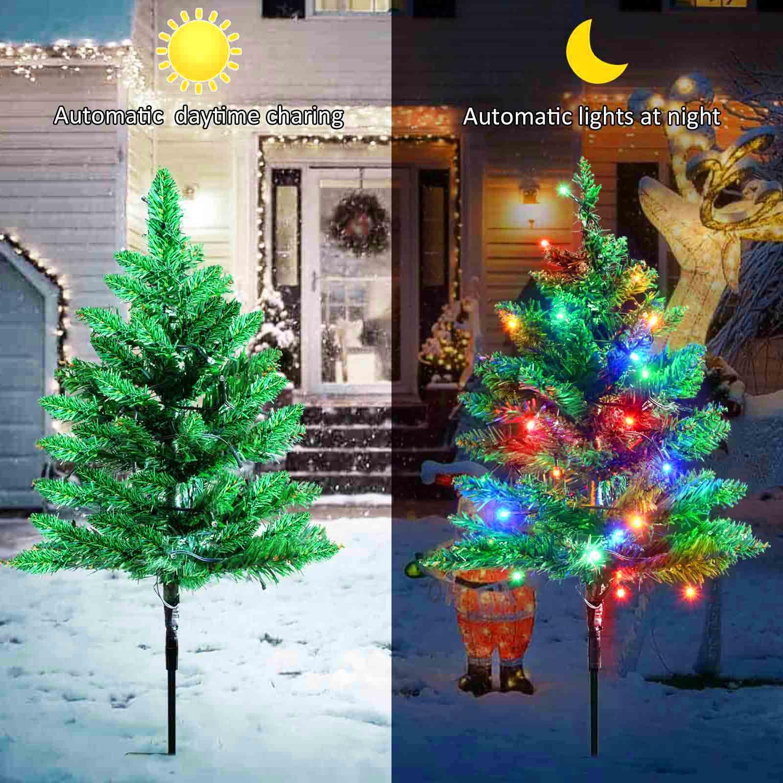 Windpnn Upgraded 6-Pack 120 LED Solar Christmas Garden Stake Lights, Outdoor Waterproof Solar Xmas Tree Yard Stake Christmas Pat