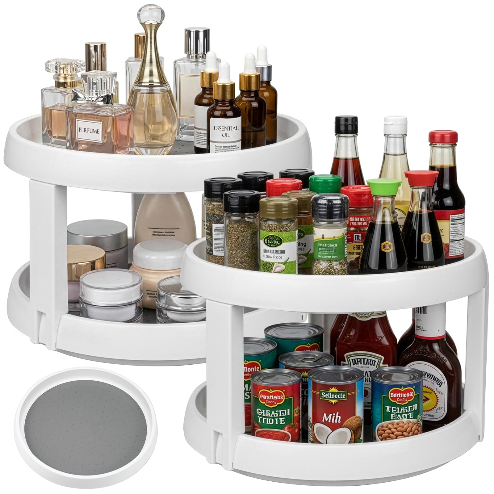 Lawei 2 Pack 2 Tier Lazy Susans Turntable  10 Inch Pantry Cabinet Lazy Susan Storage Turntable Rotating Spice Rack For Spices, 