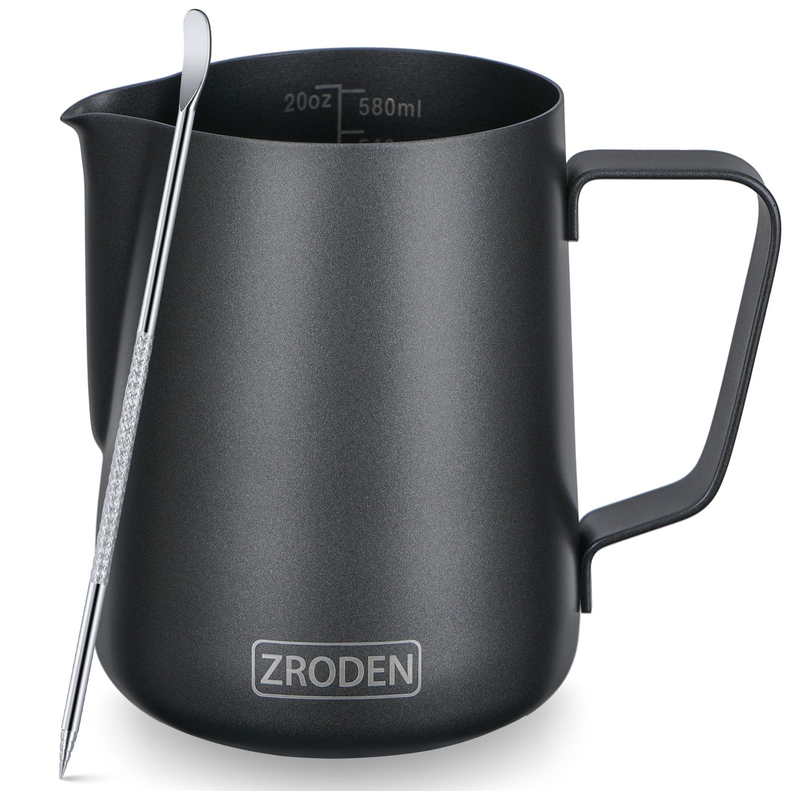 Milk Frothing Pitcher, 20Oz Espresso Steaming Pitchers Stainless Steel Cappuccino Coffee Machine Accessories Barista Tools Steam