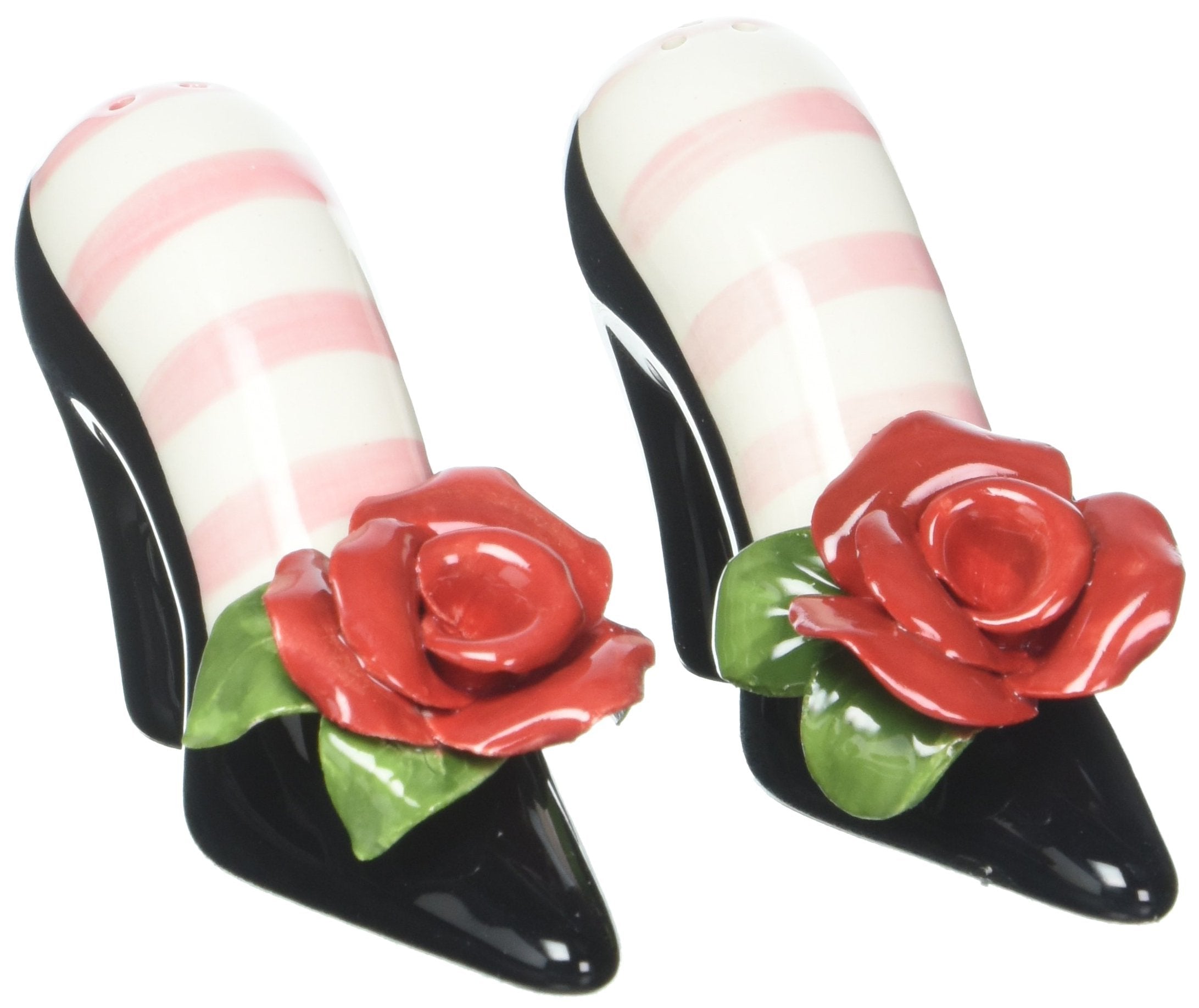 Appletree Design Black Heels With Red Rose Salt And Pepper Set, 2-3/8-Inch