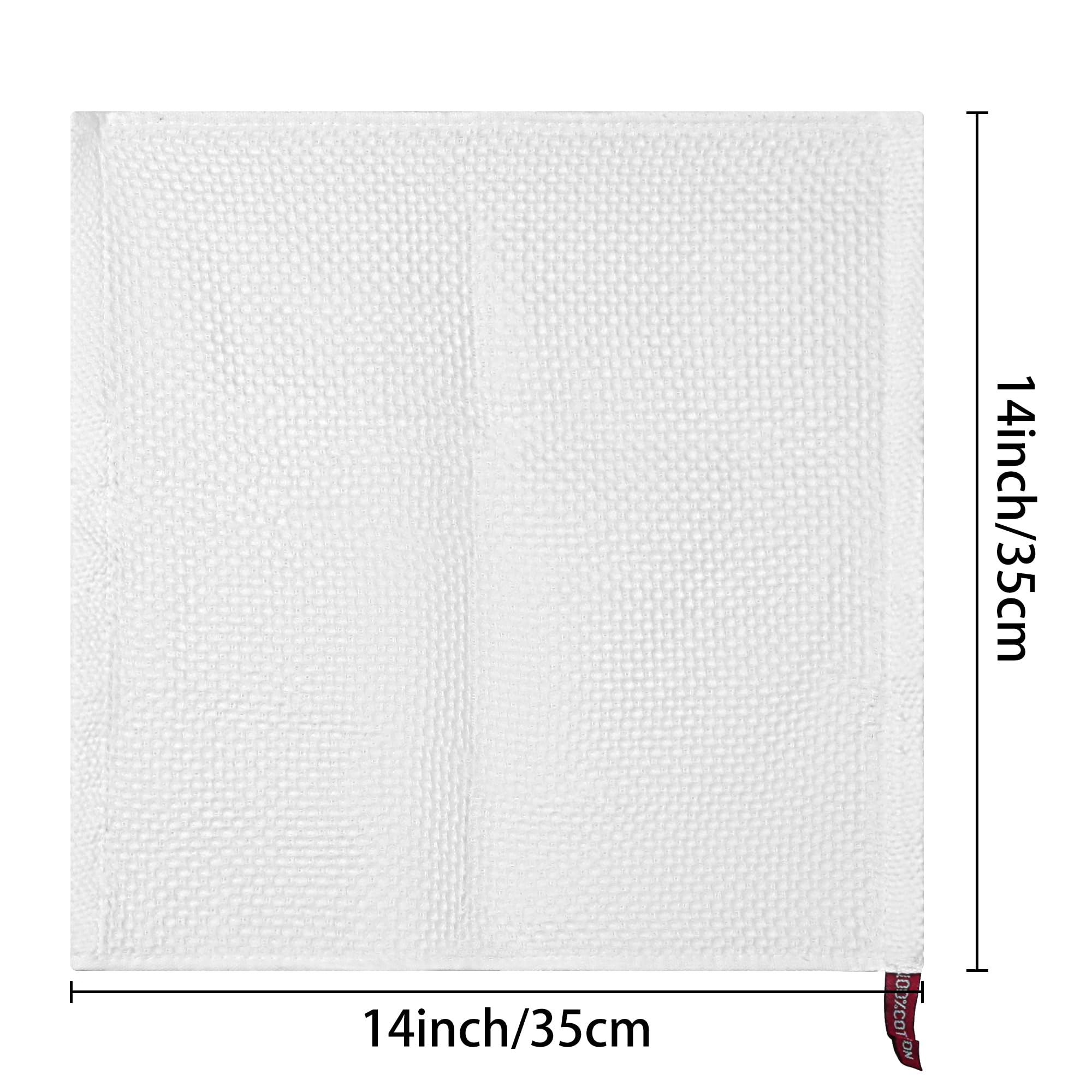 Uxcell 100% Cotton Dish Clothes, Double-Sided Waffle Weave Kitchen Towels, Absorbent Kitchen Dish Cloths, 14'' X 14'' 6 Pack Whi