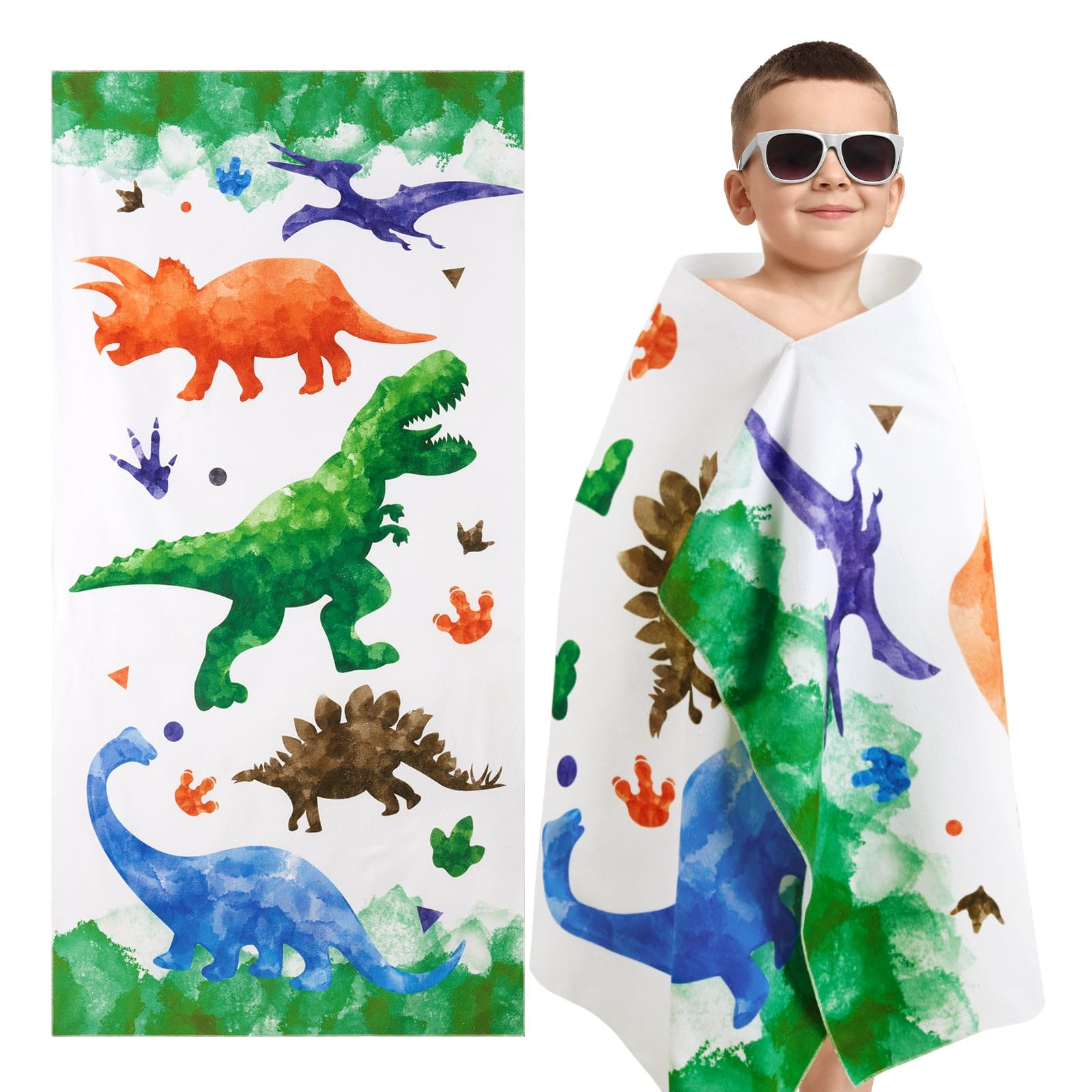 WERNNSAI Dinosaur Beach Towel - Watercolor Dino 30