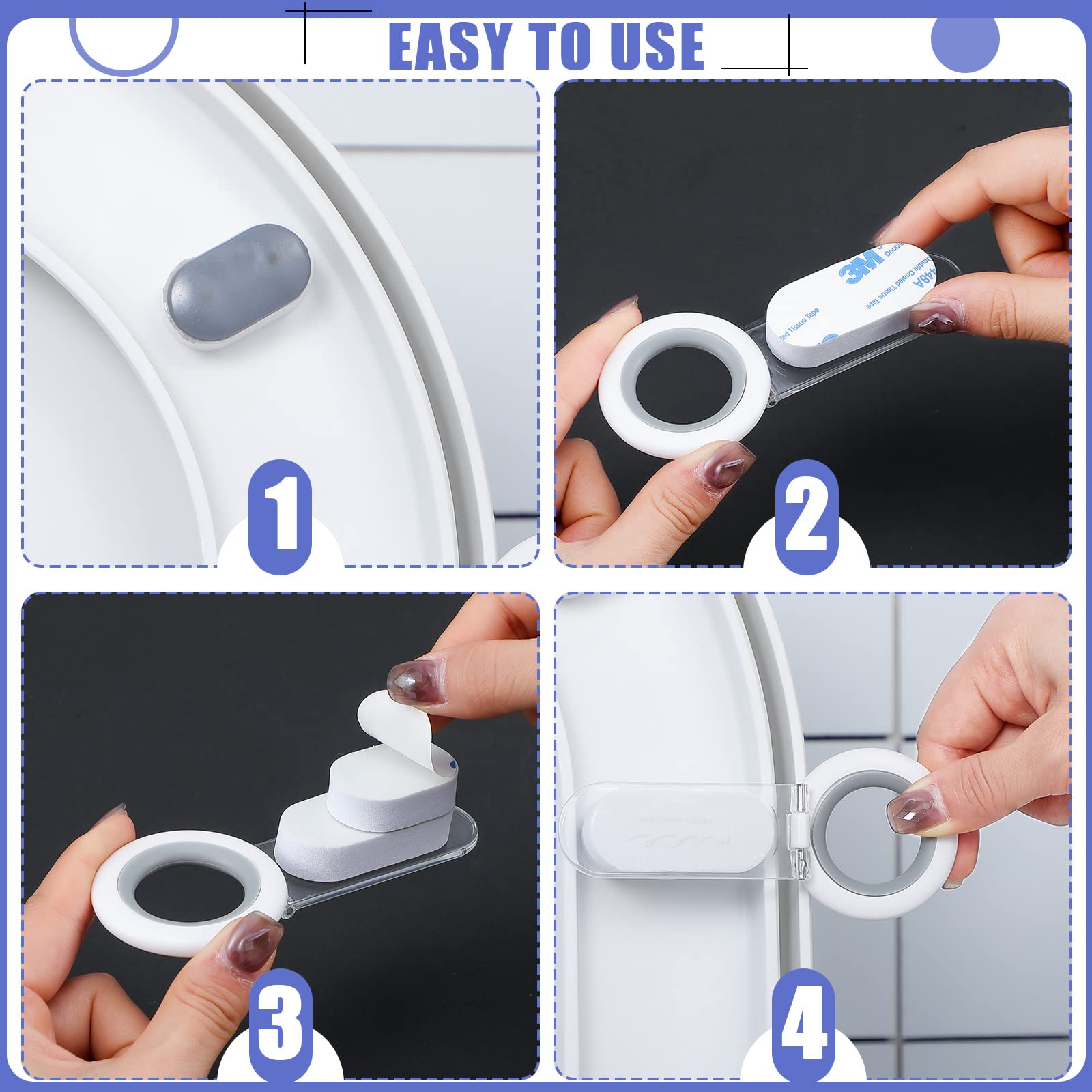 4 Pcs Toilet Lid Handle Lifter Toilet Seat Lifter Toilet Seat Lifter Handle Adhesive Toilet Cover Lift Tool For Bathroom Hotel H