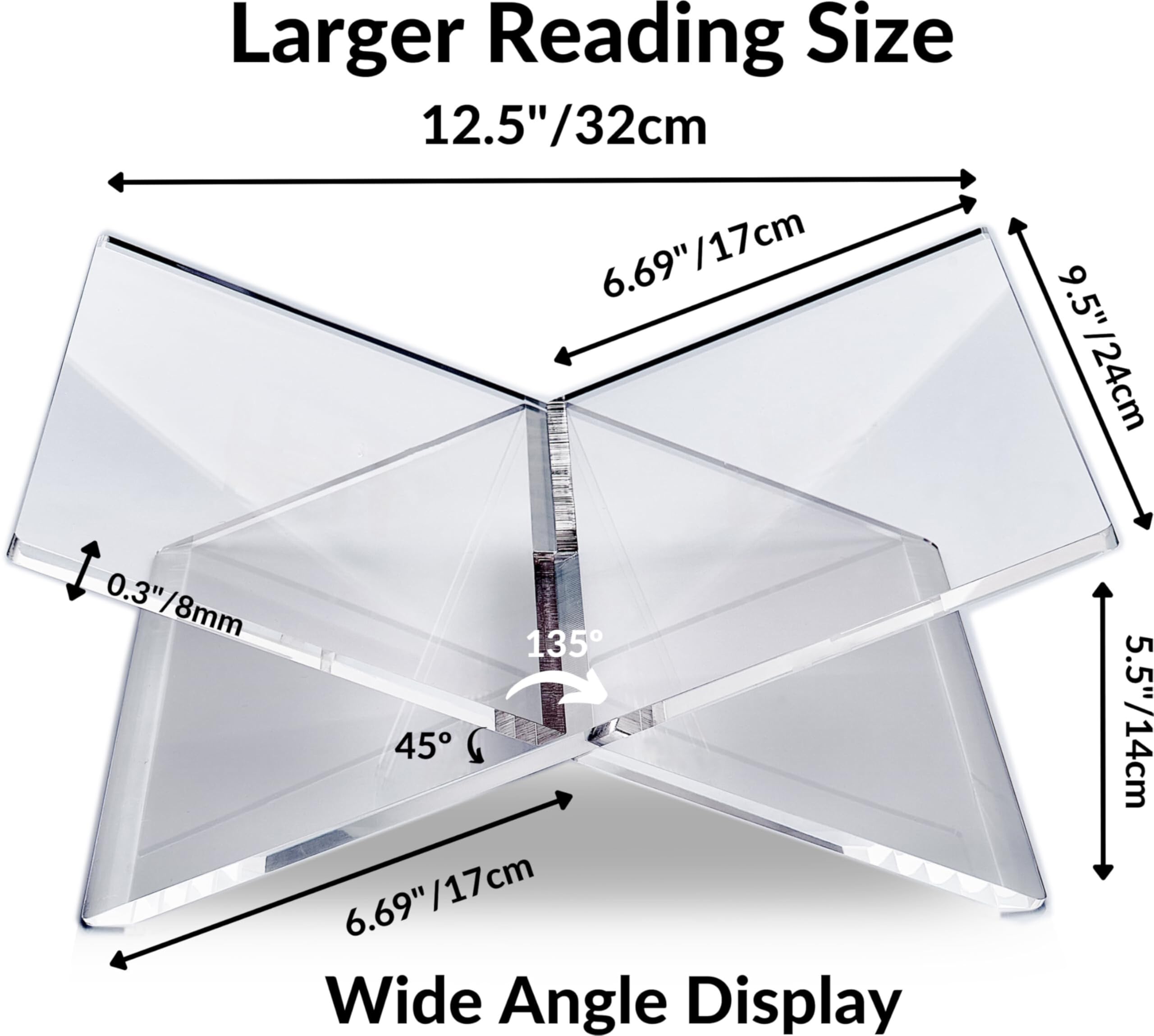 Honygebia Clear Acrylic Book Stands - Cross Frame Acrylic Book Holder, Open Bookstand For Display And Reading, Suitable For Art,