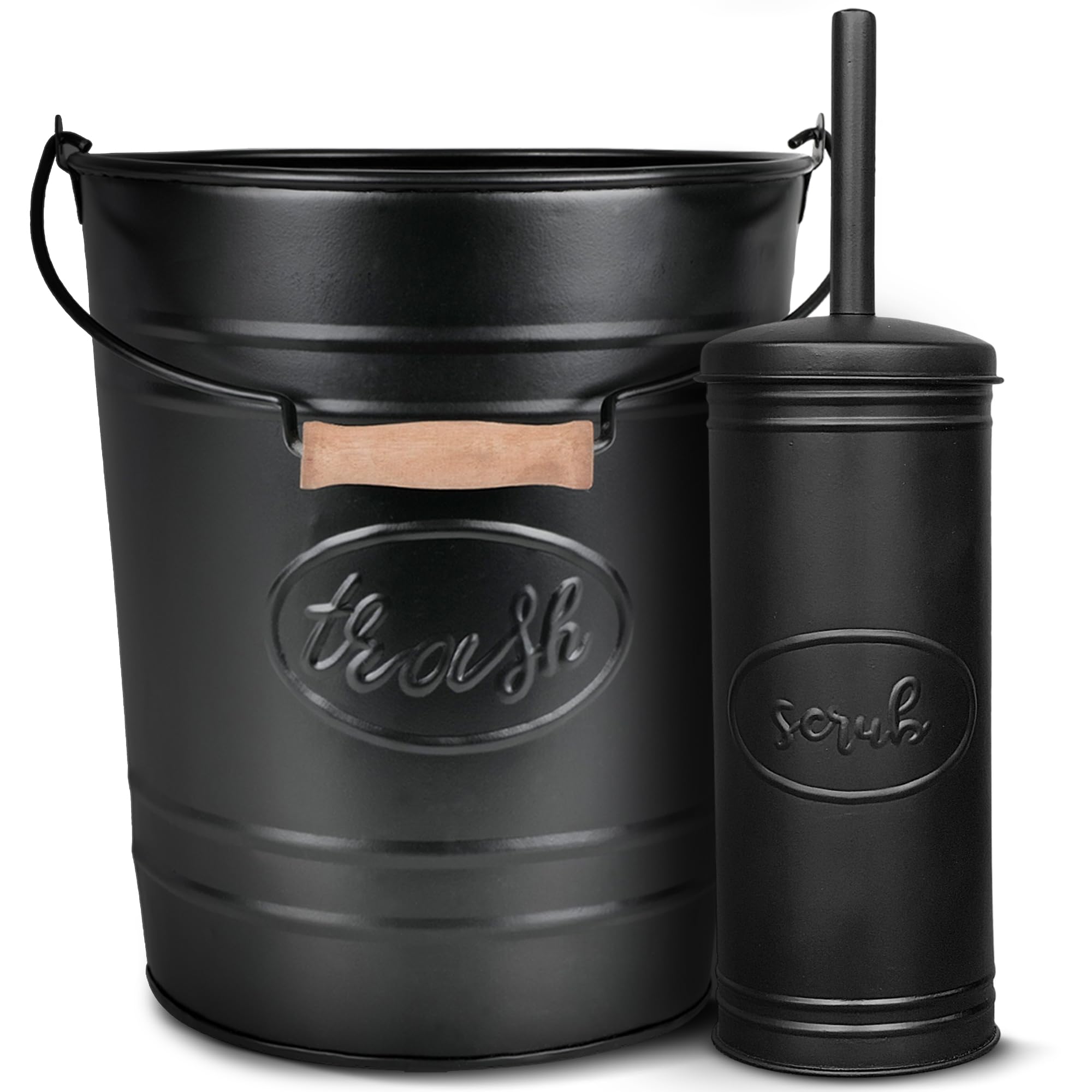 Autumn Alley Farmhouse Bathroom Trash Can and Toilet Brush Set - Rustic Farmhouse Bathroom Accessories for Charming Bathroom D  