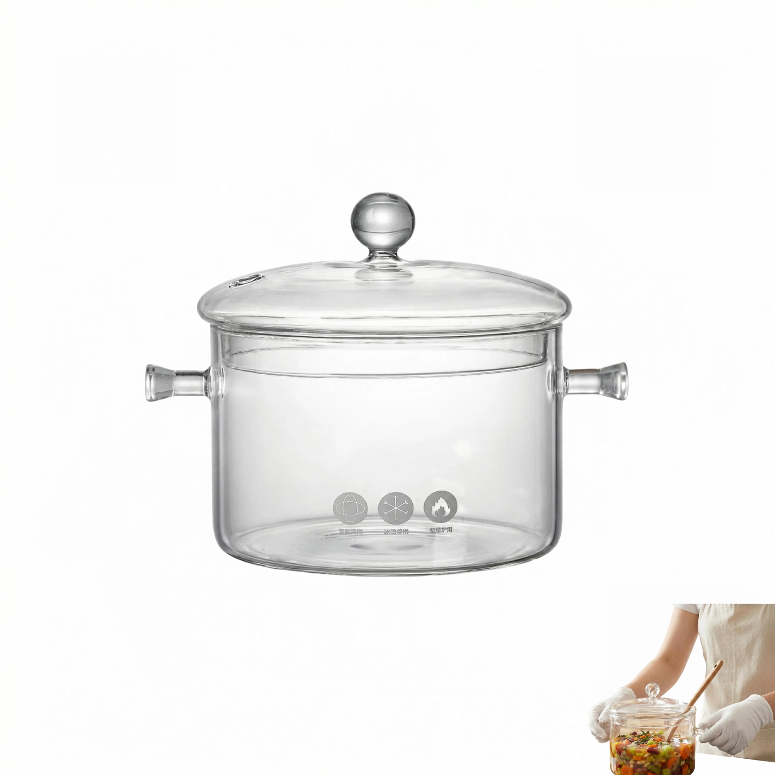 Chistylr Glass Simmer Pot Glass Pots for Cooking on Stove
