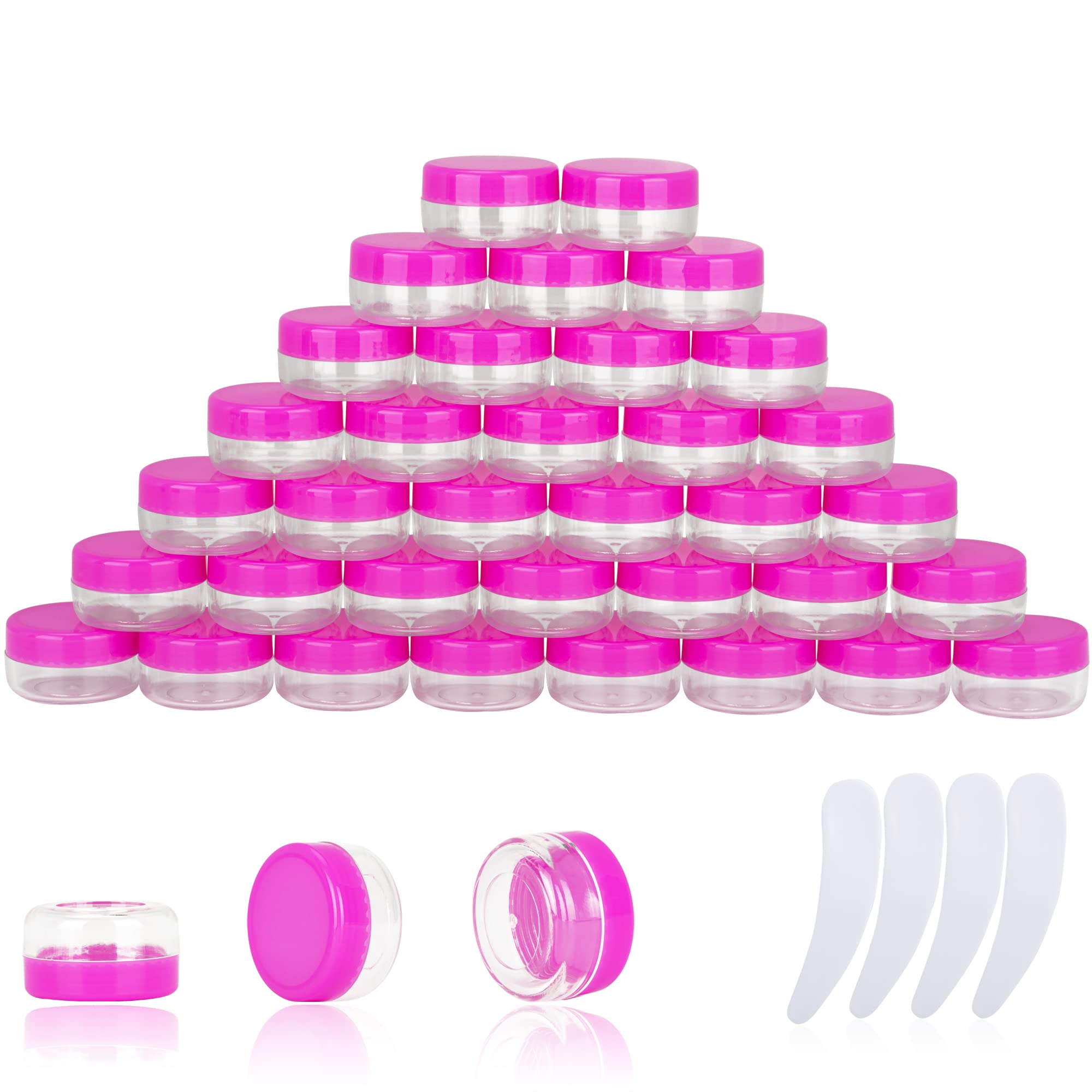 50Pcs 10 Gram Sample Containers, 10Ml Empty Jars With Lids, Small Cosmetic Containers, Mini Sample Jars With 4Pcs Mini Spatulas