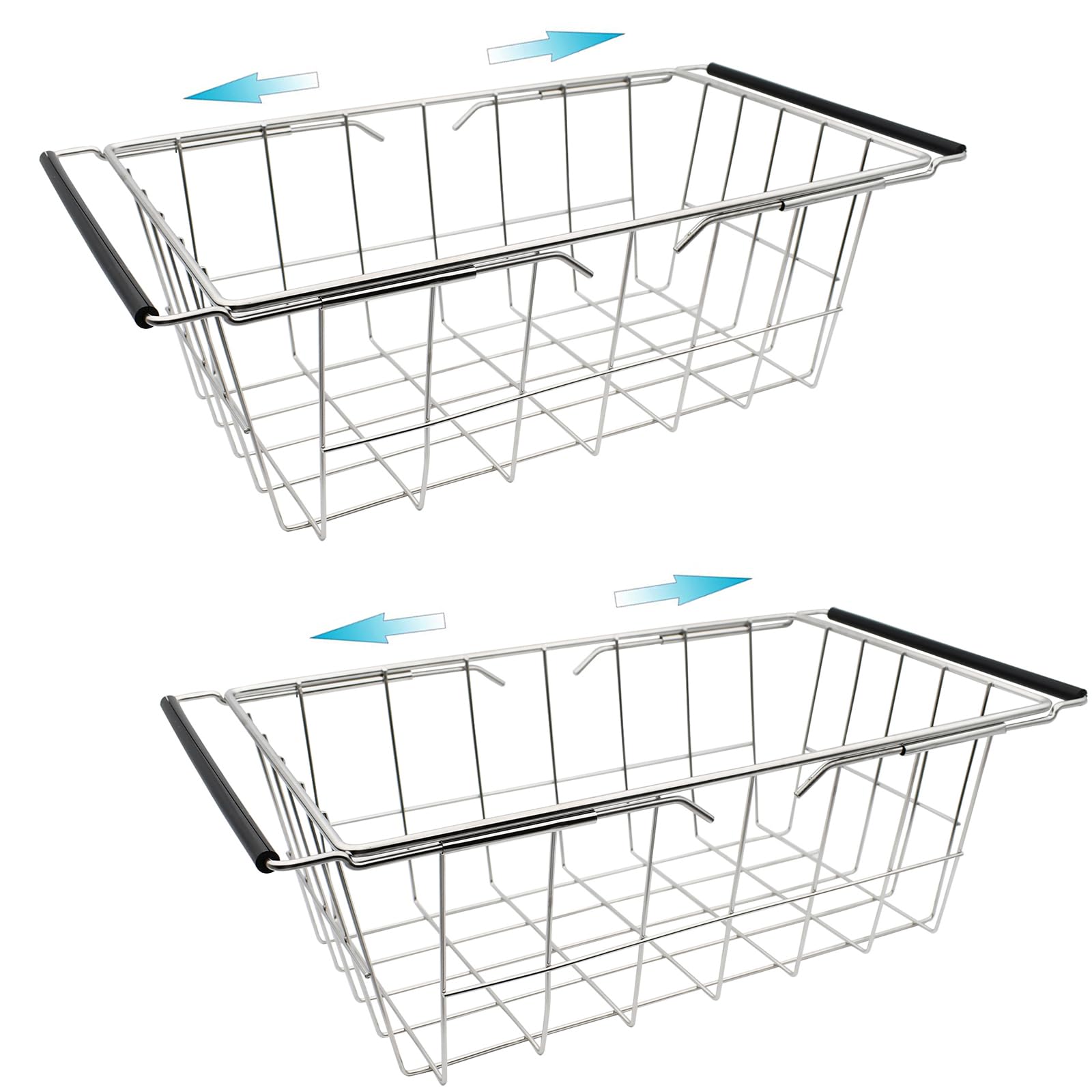 Orgneas Chest Freezer Organizer Bin Expandable Deep Freezer Wire Basket Storage Bin, Stainless Steel Over The Sink Dish Drying R
