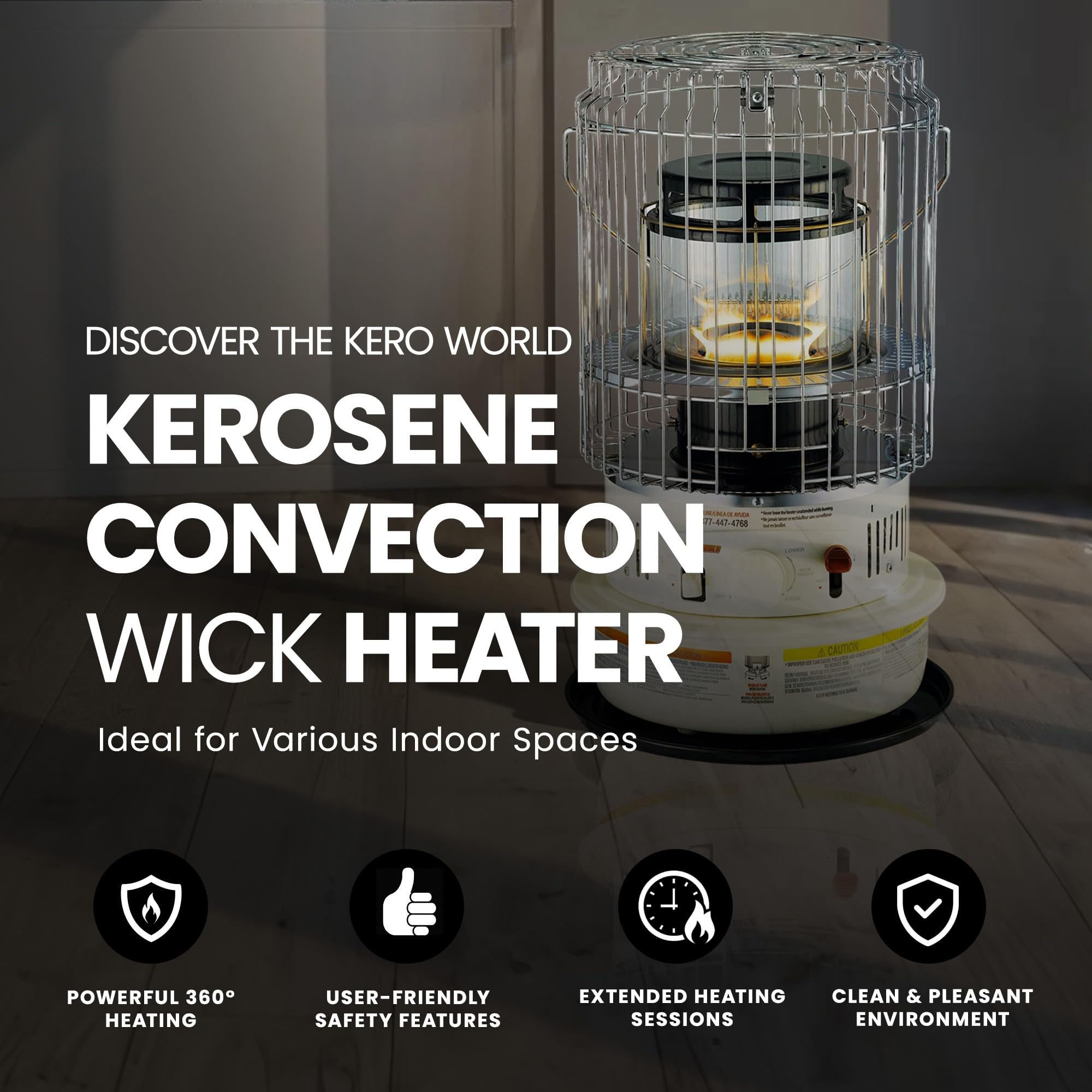 World Marketing Of America Kw-12 Kero-World Compact Convection Style Kerosene Wick Heater, 10500 Btu
