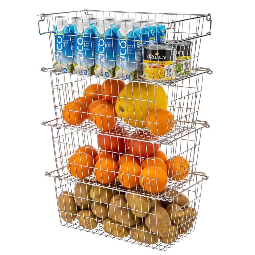 Sanno Chest Freezer Basket Stackable Baskets, Pantry Storage And Organization Chest Freezer Bins Stackable Potato And Onion Stor