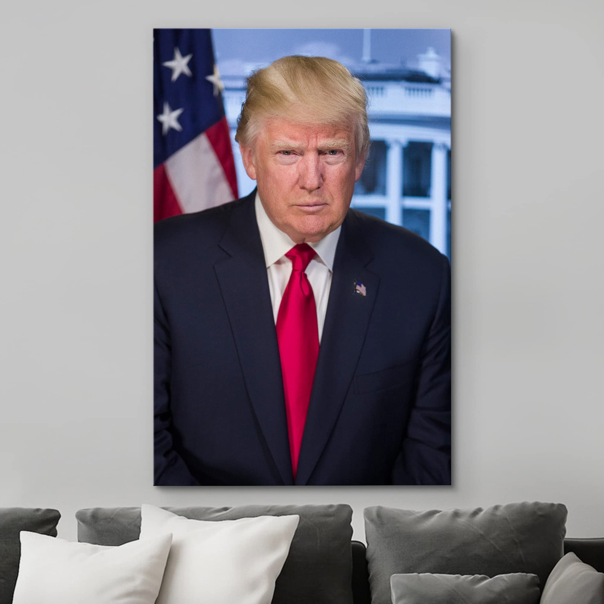 Wall26 - Portrait Of Donald Trump (45Th President Of The United States) - American Presidents Series - Canvas Wall Art Gallery W