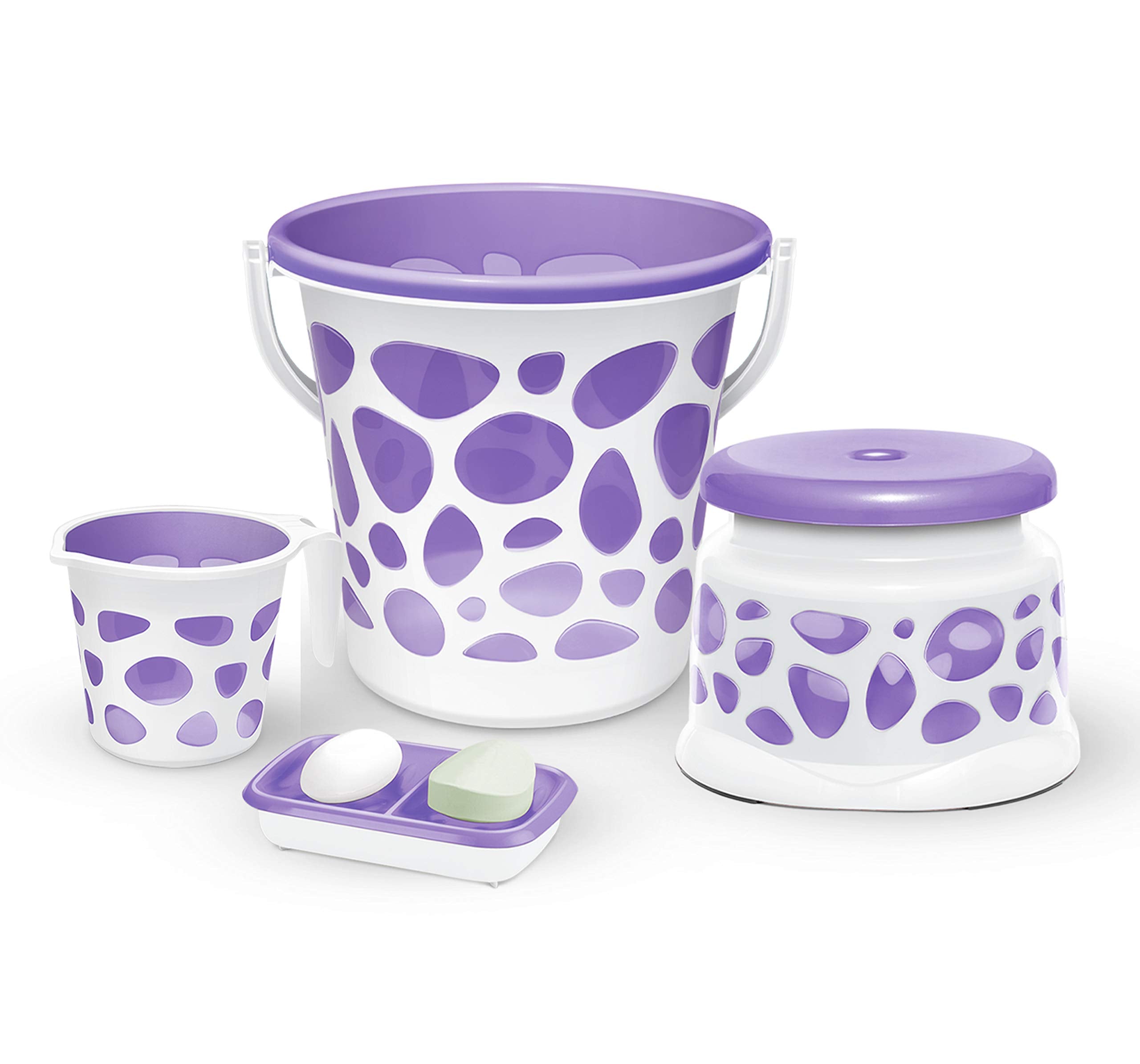 Milton Duplex Spa 4 Round Printed Bathroom Set, Set Of 4, Purple