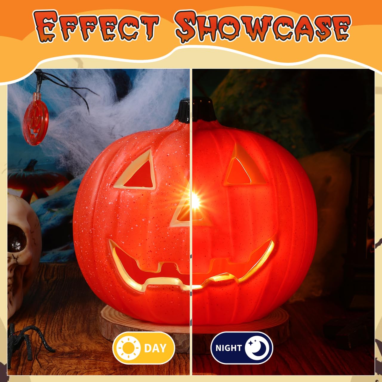 Toddmomy 1pcs Jack O Lantern Pumpkins: Halloween Light Up Jack O Lantern Pumpkin Decorations for Tabletop Decorations Props,8inc