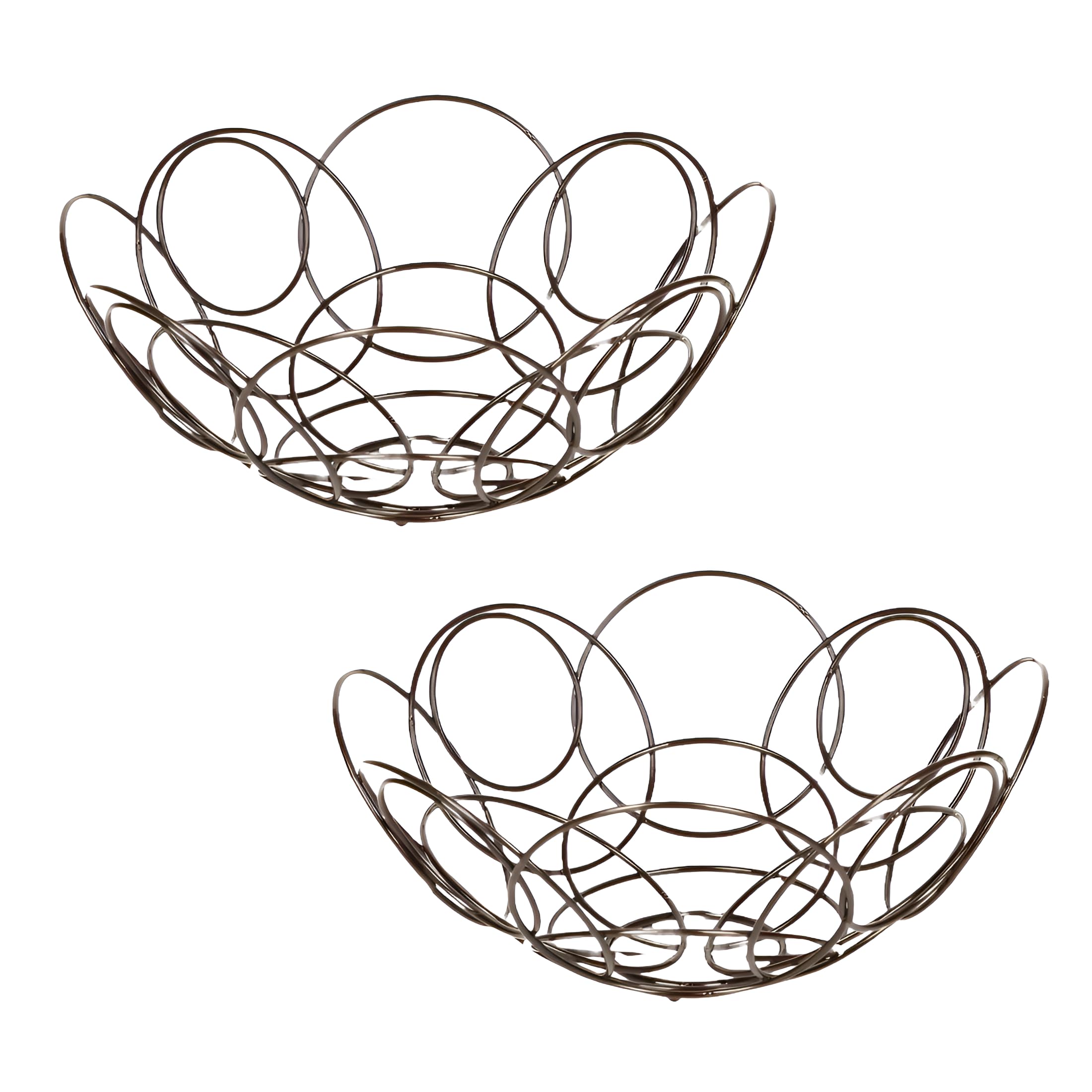 SNKM Round Wire Fruit and Vegetable Black Basket Storage Countertop Decorative | Fruit Bowl Stand Planter for Kitchen, Living Ro
