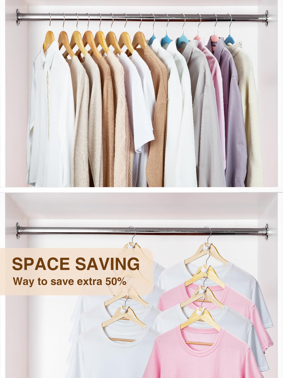 Smartor Clothes Hanger Connector Hooks 60 Pack, Closet Storage And Organization As Hangers Space Saving, Hanger Add On Hook As C
