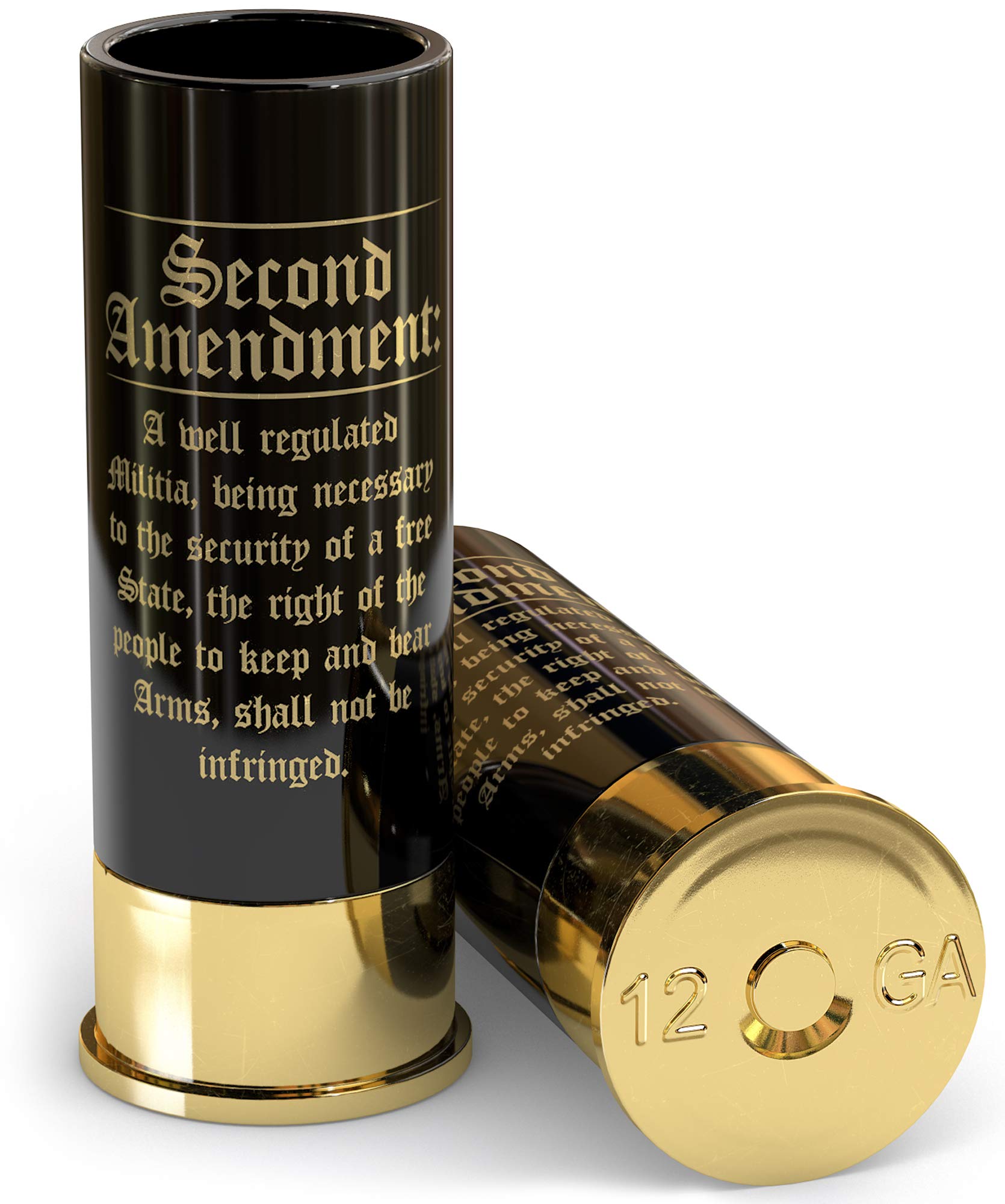 2Nd Amendment 12 Gauge Shot Glasses - Set Of 4 - American Owned & Operated - Unique Patriotic One Of A Kind Shot Glass