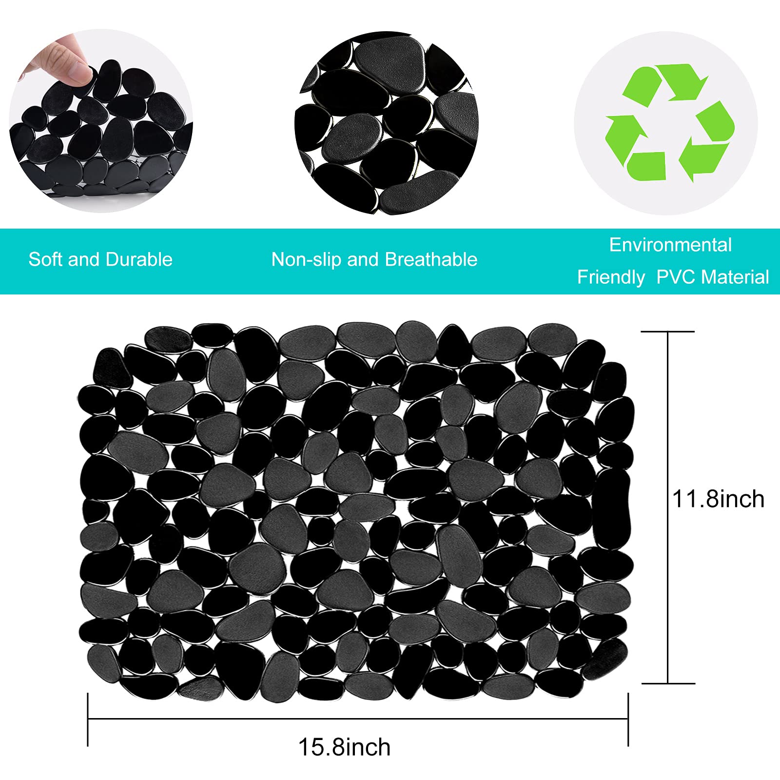 Coopay Kitchen Sink Mat Pebble Sink Mat Pvc Eco-Friendly Kitchen Adjustable Stainless Steel/Porcelain Dish Drying Pad Sink Prote