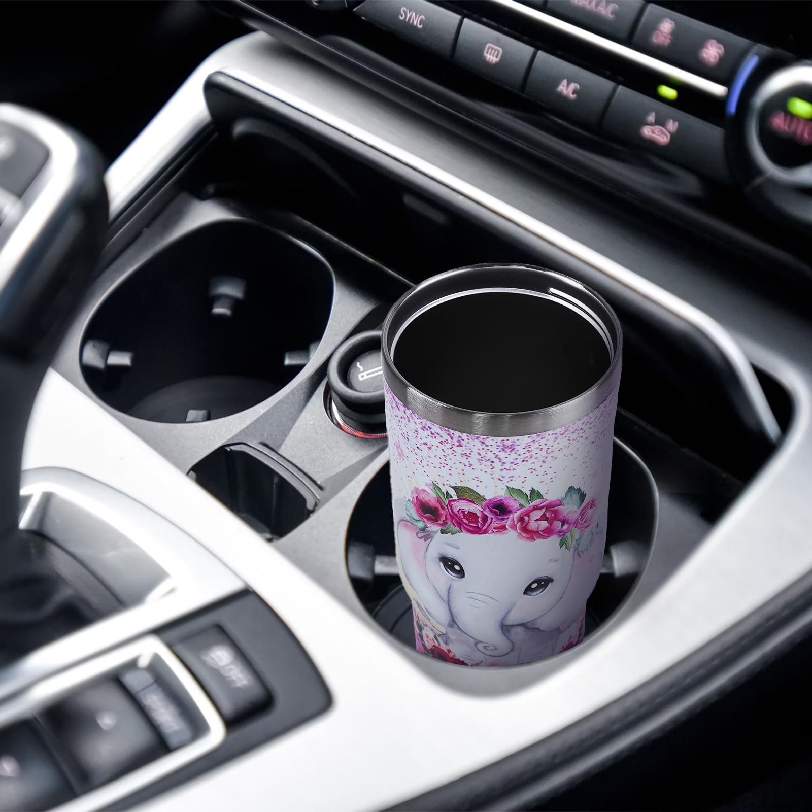 Elephant Mug 30 Oz Tumbler With Handle Flip Straw Leak Proof - Elephant Gifts For Women 30Oz Tumbler 30 Ounce Travel Coffee Mug