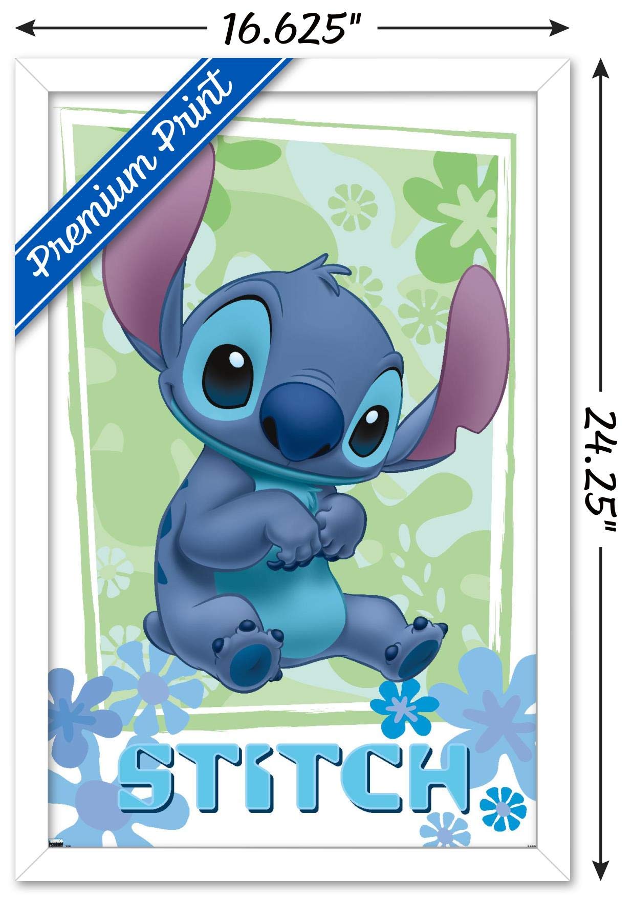 Trends International Disney Lilo And Stitch - Flowers Wall Poster, 14.725'' X 22.375'', White Framed Version