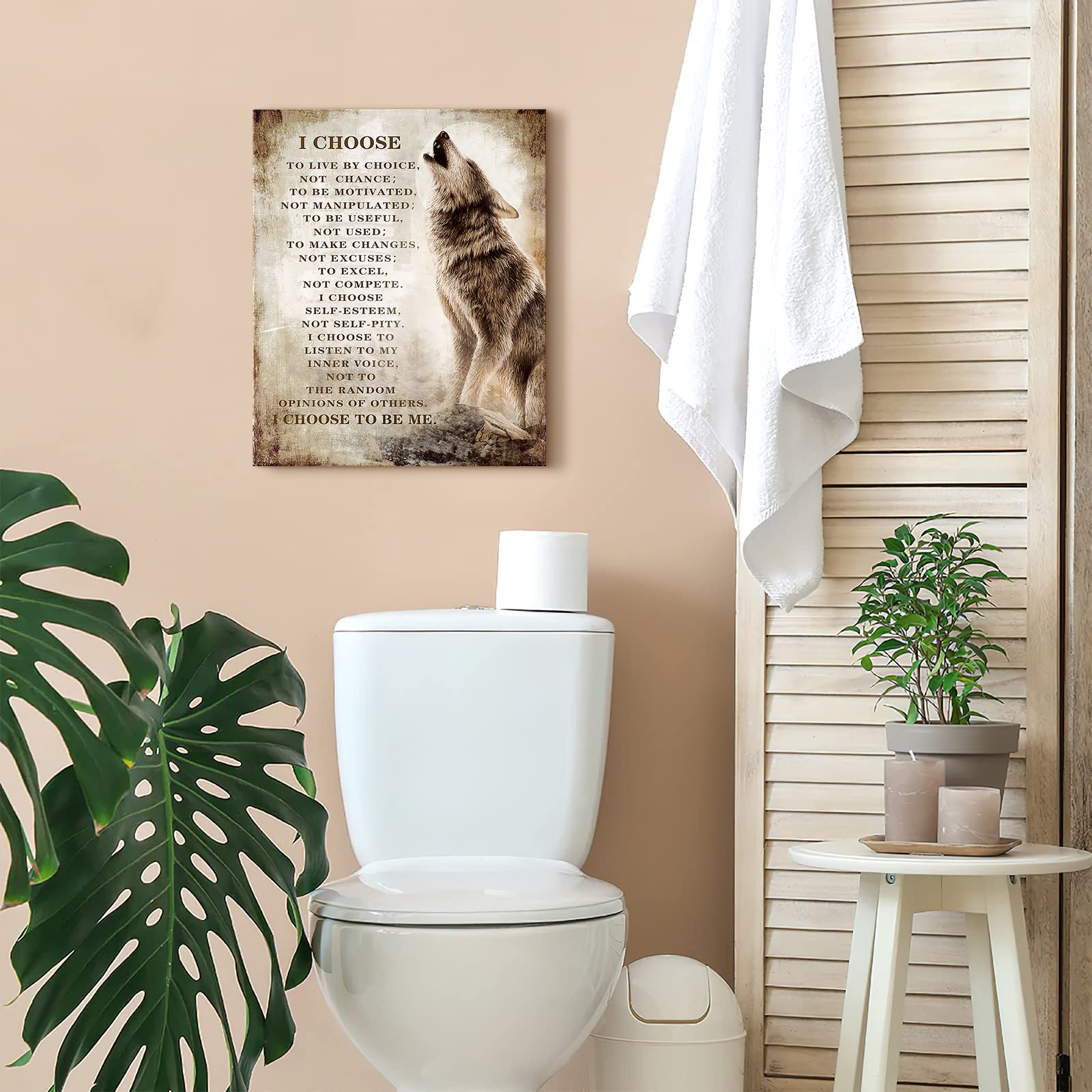 Motivational Wolf Canvas Wall Art Christian Wolf Gift For Men Picture Wall Decor Inspirational Quotes Painting Framed Modern Art