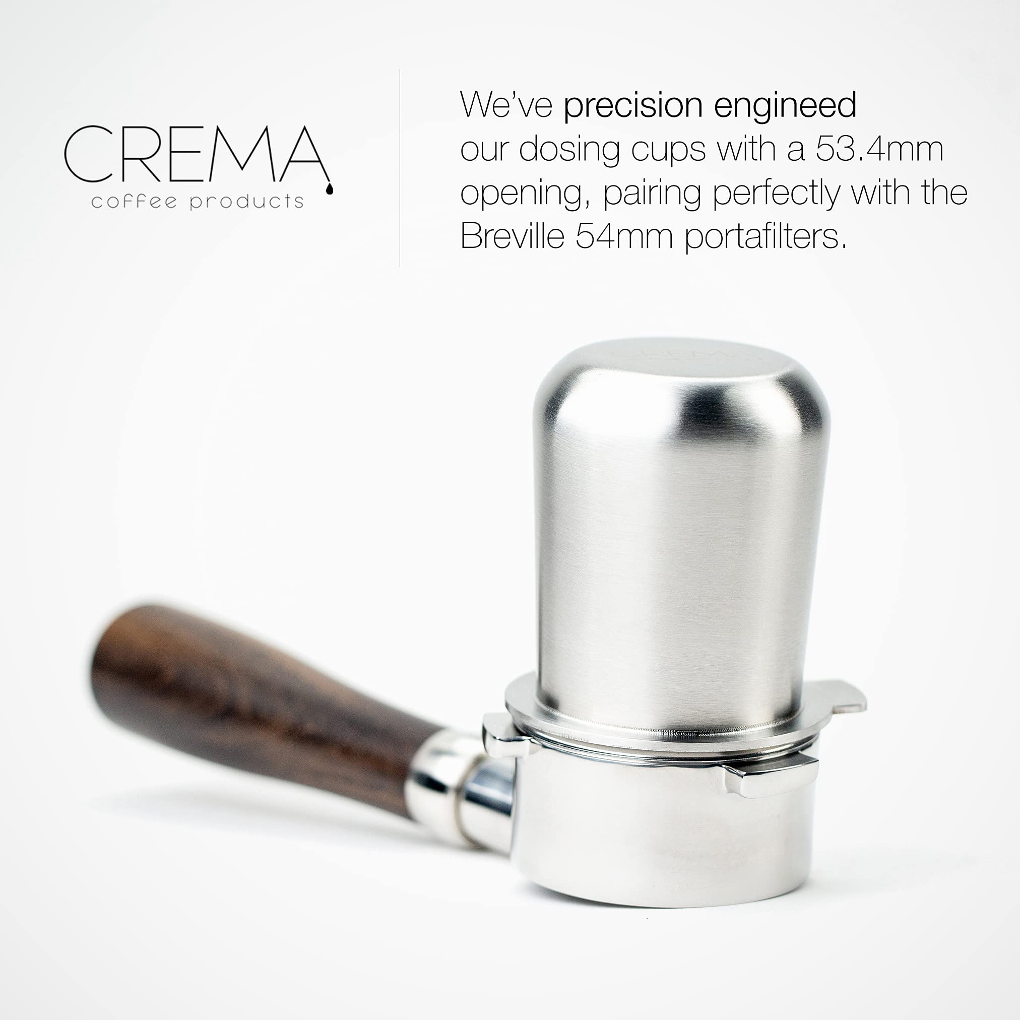 Crema Coffee Products | 54Mm Dosing Cup | Brushed Silver | 100% Stainless Steel | Espresso Coffee Dosing Cup | Fits 54Mm Brevill