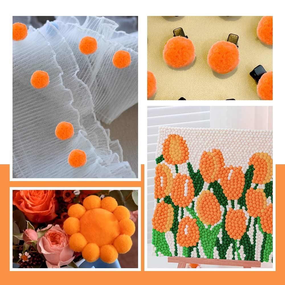 150 Pieces Pom Poms, 1 Inch Orange Craft Pom Poms, Christmas Fuzzy Pompom Puff Balls, Small Pom Pom Balls For Diy Arts, Crafts P