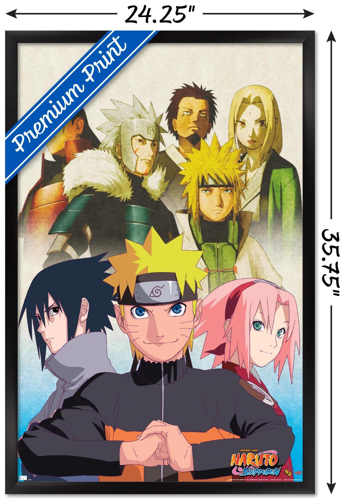 Trends International Naruto Shippuden - Key Art Wall Poster, 22.375'' X 34'', Black Framed Version