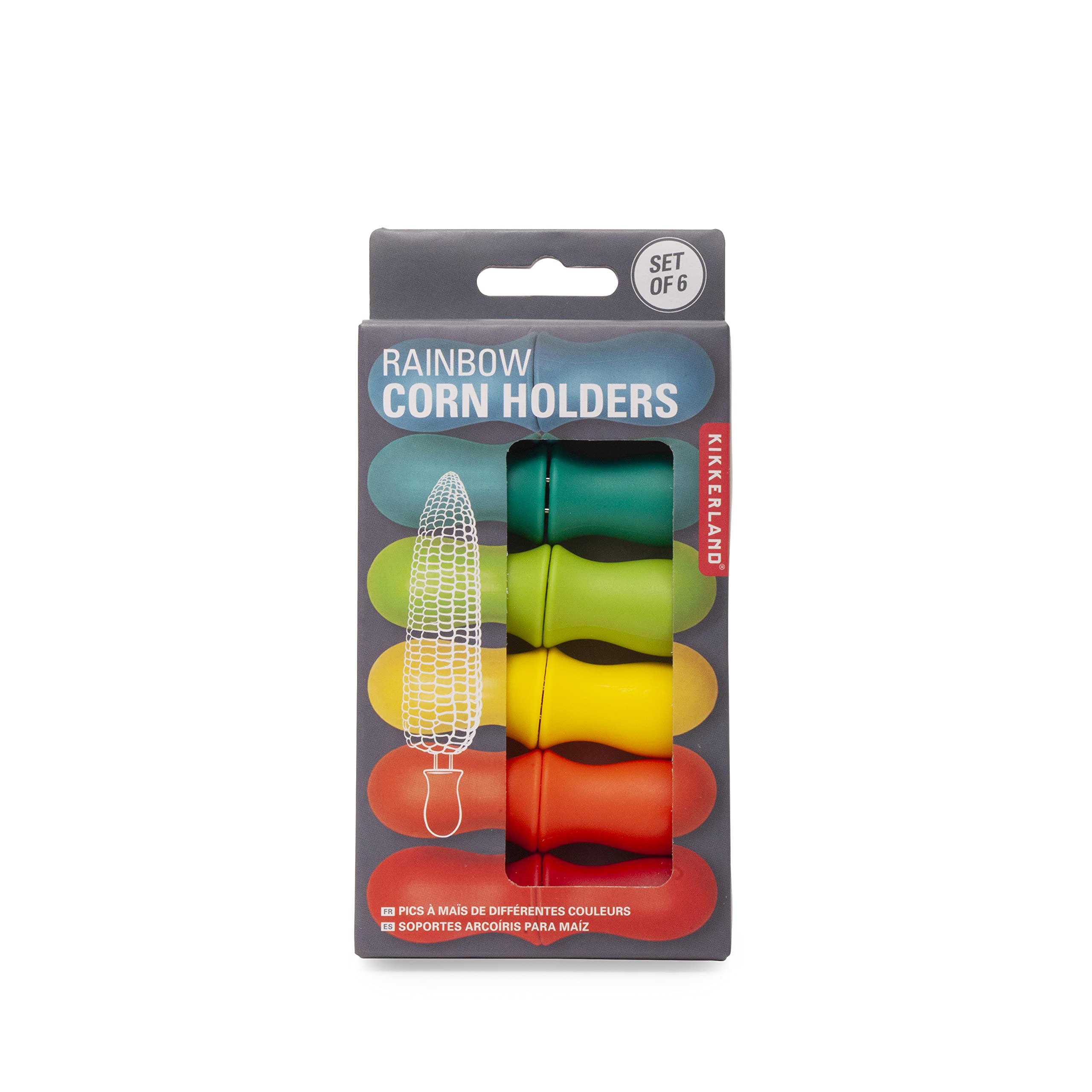 Kikkerland Rainbow Corn On The Cob Holders, Food Safe, Bbq, Picnics, Outdoor Parties, Set Of 6