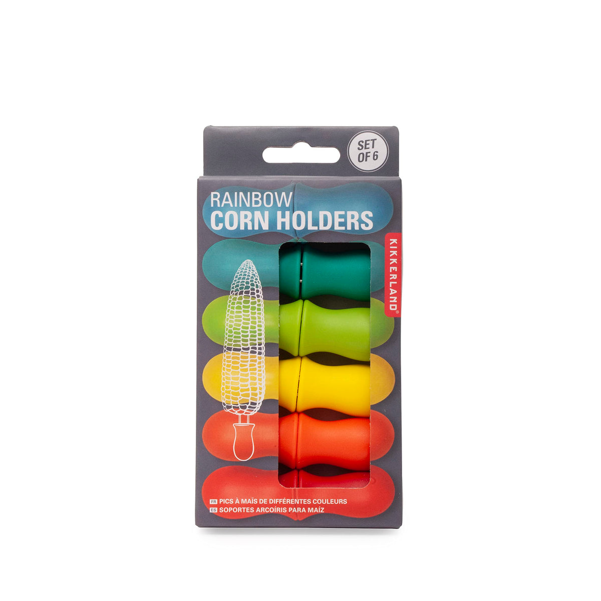 Kikkerland Rainbow Corn On The Cob Holders, Food Safe, Bbq, Picnics, Outdoor Parties, Set Of 6