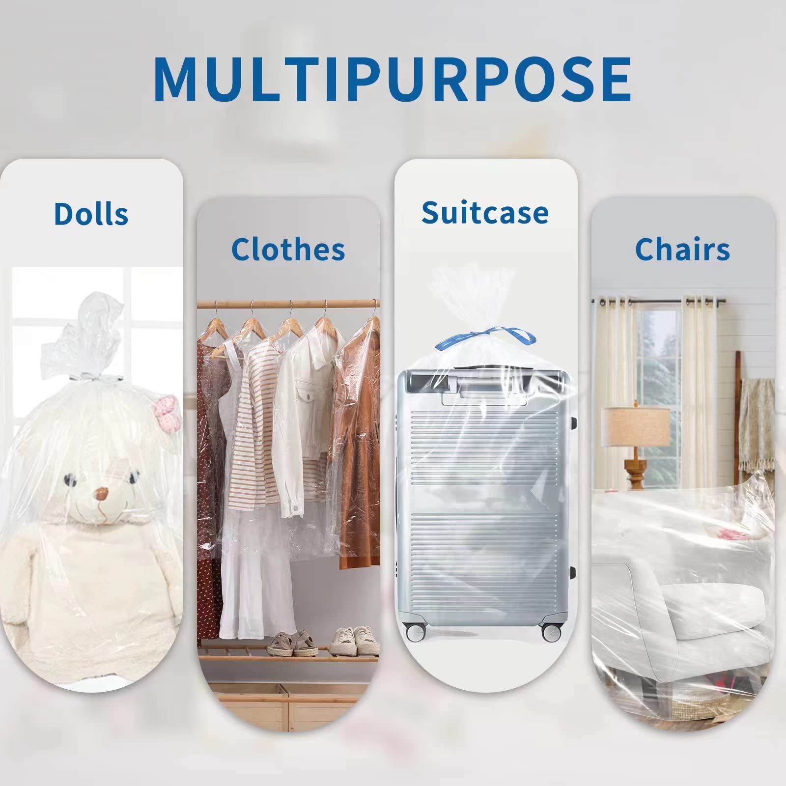 Xsourcer Jumbo Clear Storage Bags, Pack Of 6, 40'' X 60'' Xxl, Waterproof Luggage Bags For Comforter Blanket Suitcase, Large Hea